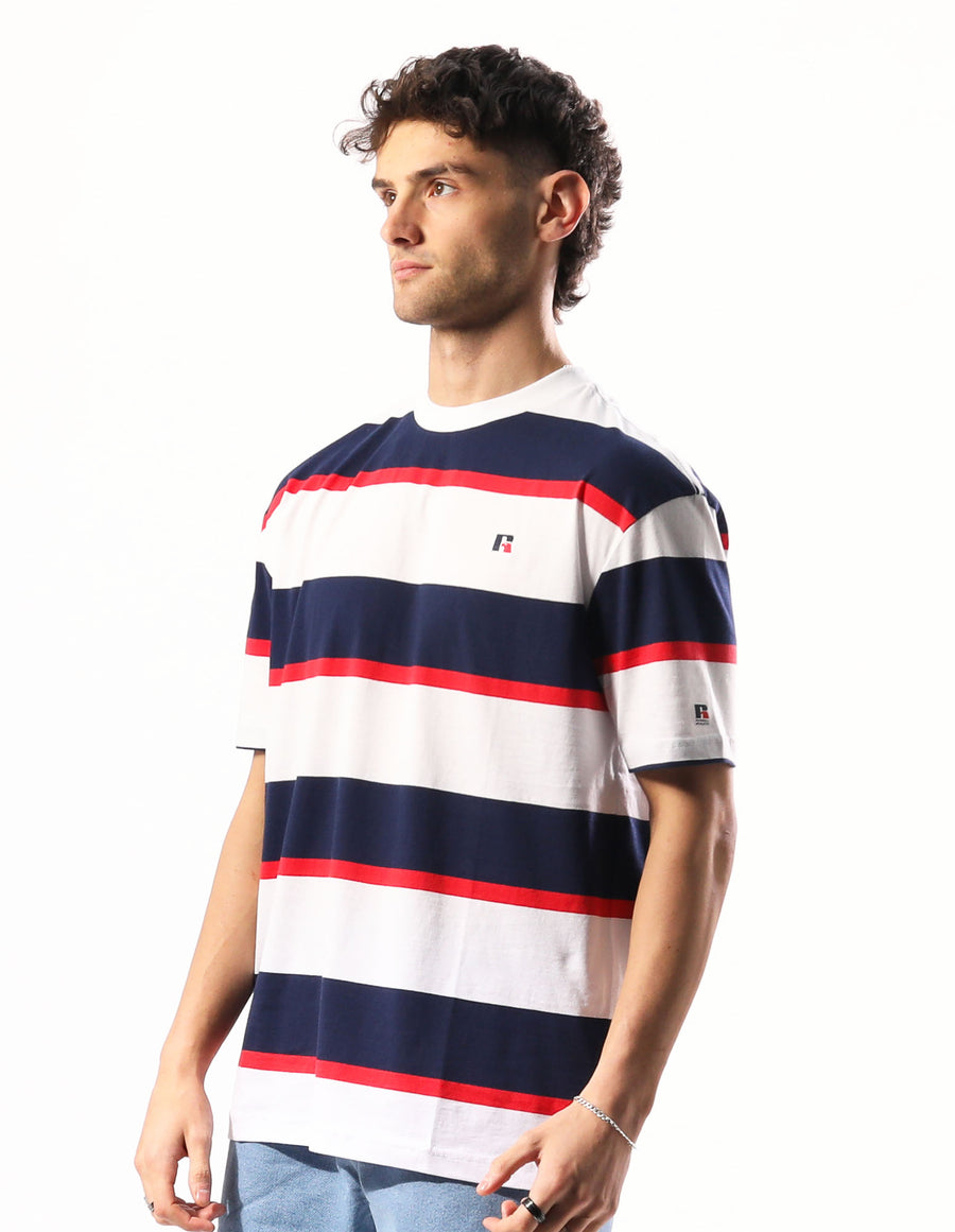 Men's R logo Stripe Tee - Ink/Red/White - Image 2