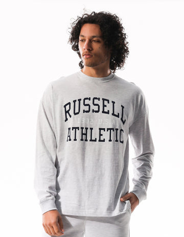 Men's Big Arch Outline Long Sleeve Tee - Light Grey Marle - Image #1