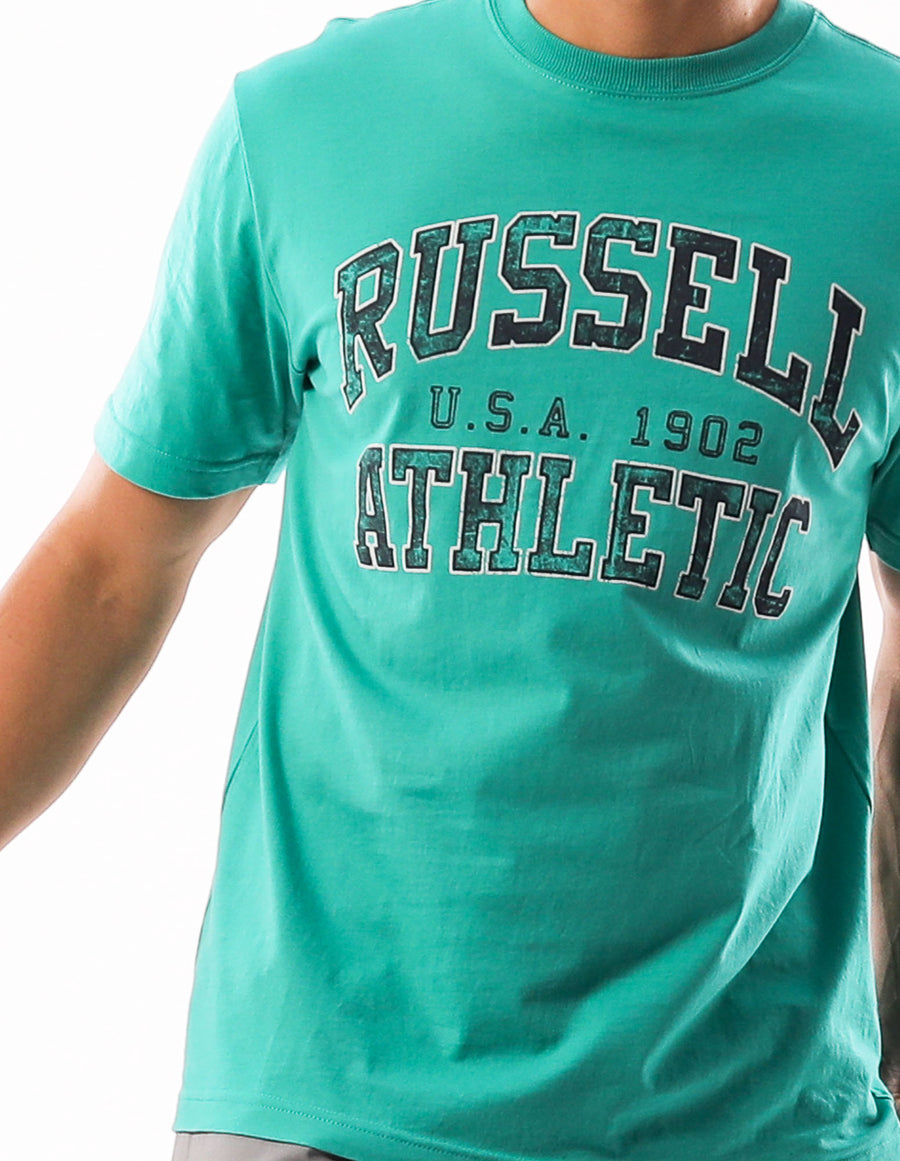 Russell Athletic Australia Men's Big Arch Outline Tee - Jade True Since 1902