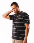 Men's Striped Arch Oversized Tee - Charcoal