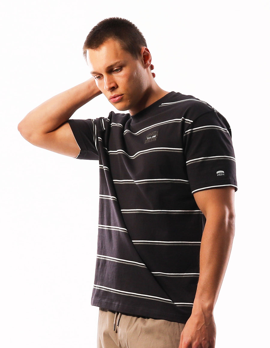 Men's Striped Arch Oversized Tee - Charcoal