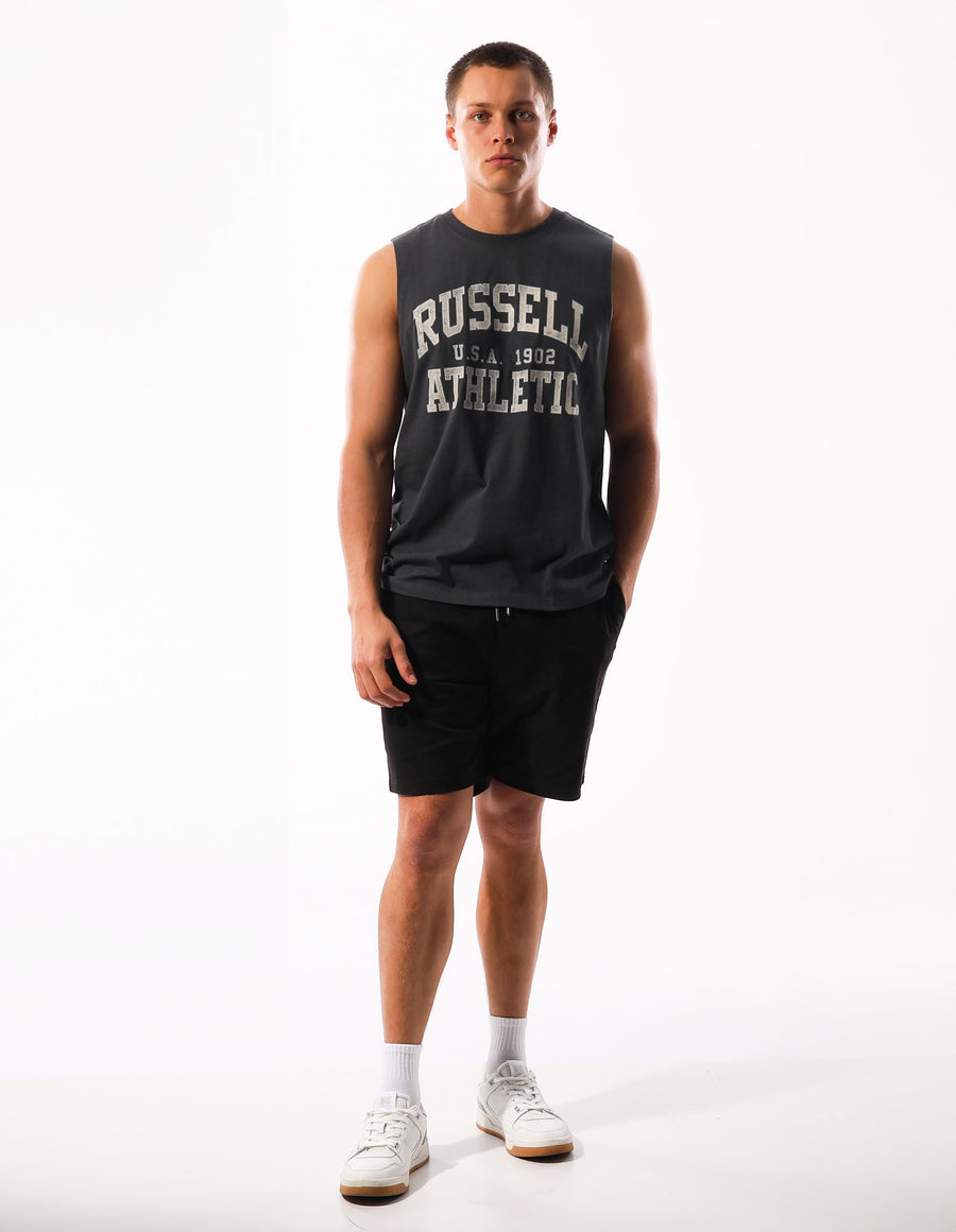 Russell Athletic Australia Men's Distressed Arch Muscle Tank - Charcoal True Since 1902