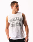 Russell Athletic Australia Men's Distressed Arch Muscle Tank - White True Since 1902