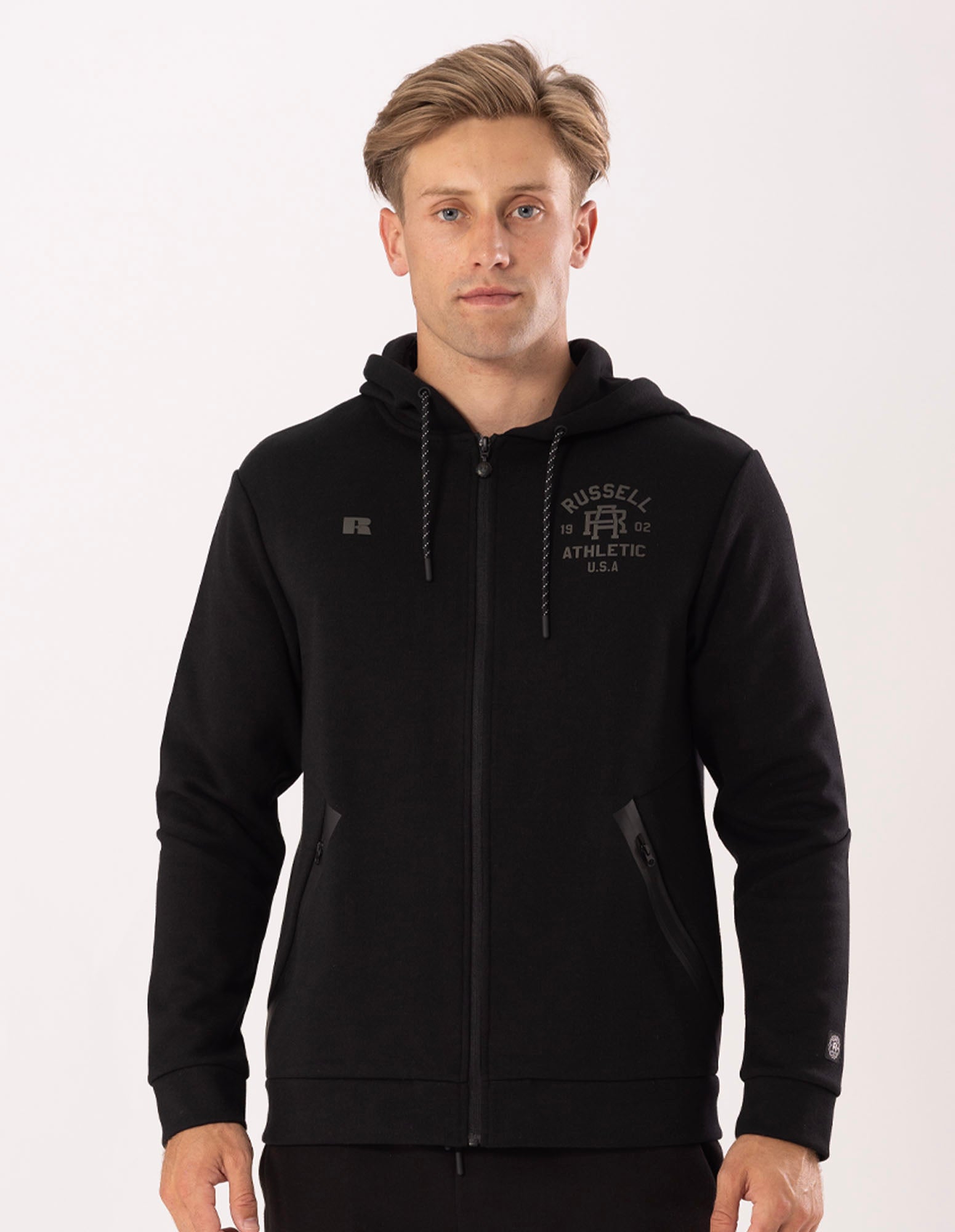 Russell Athletic Australia Men's R-Tech Zip Thru Hoodie - Black True Since 1902