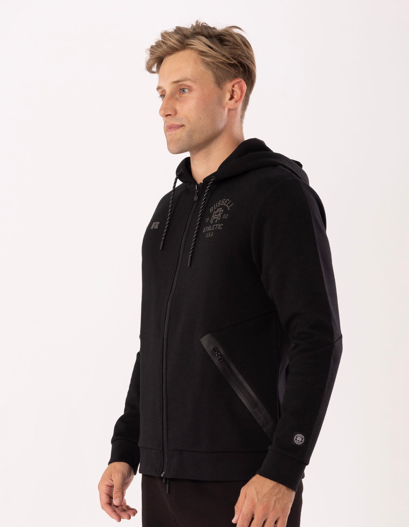 Russell Athletic Australia Men's R-Tech Zip Thru Hoodie - Black True Since 1902