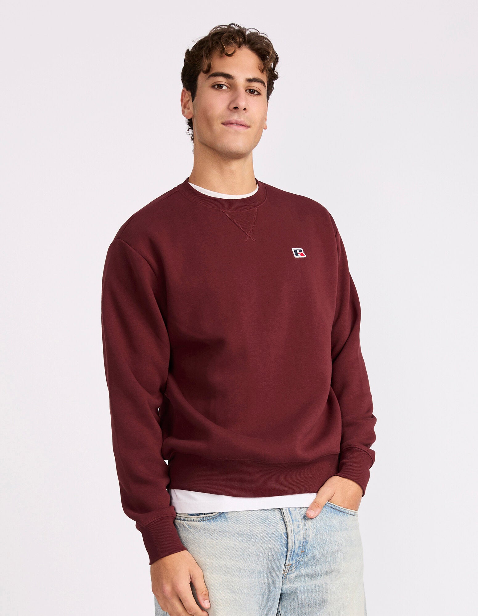 R Logo Men's Crew - Mahogany
