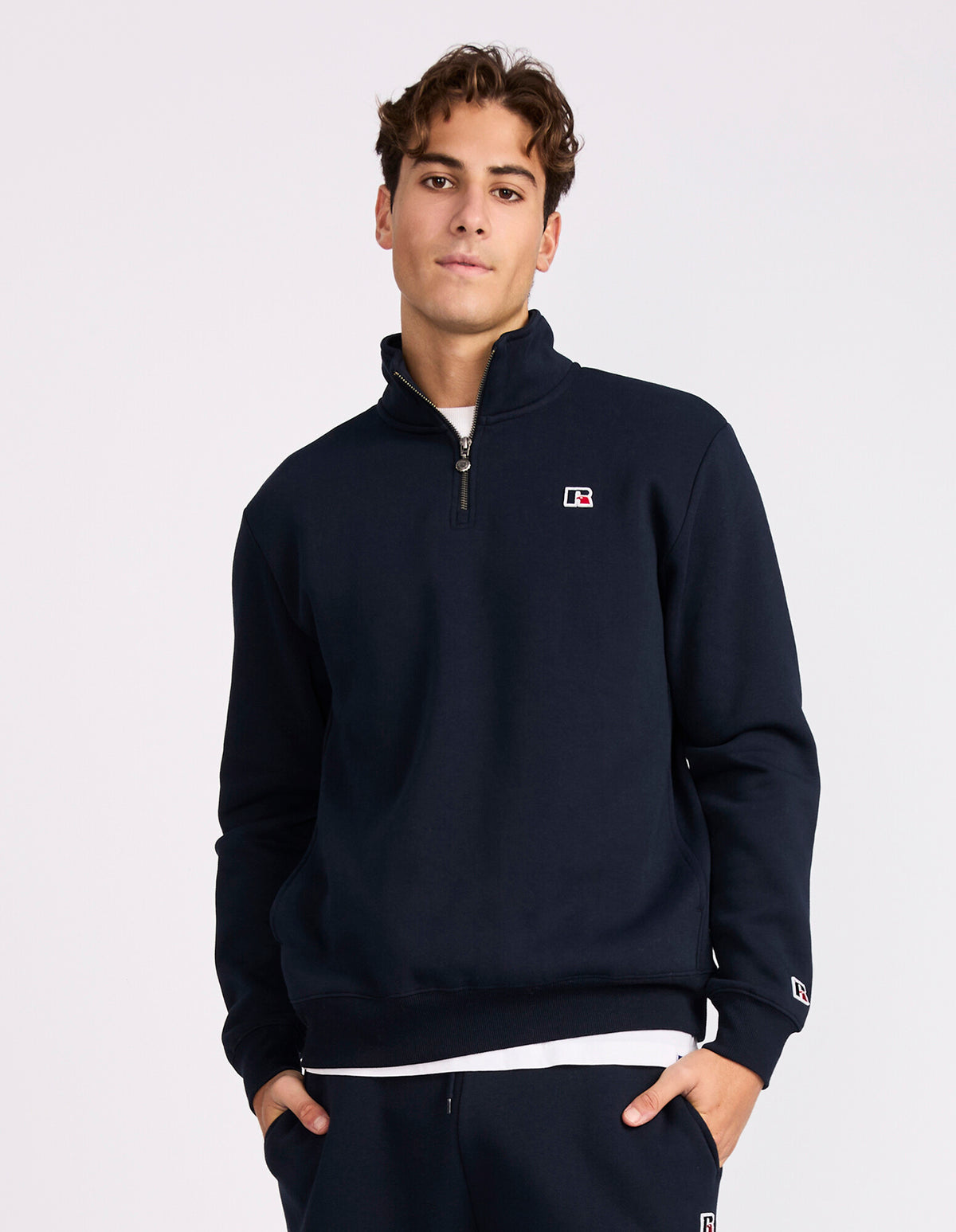 R Logo Men's Quarter Zip - Michigan Navy