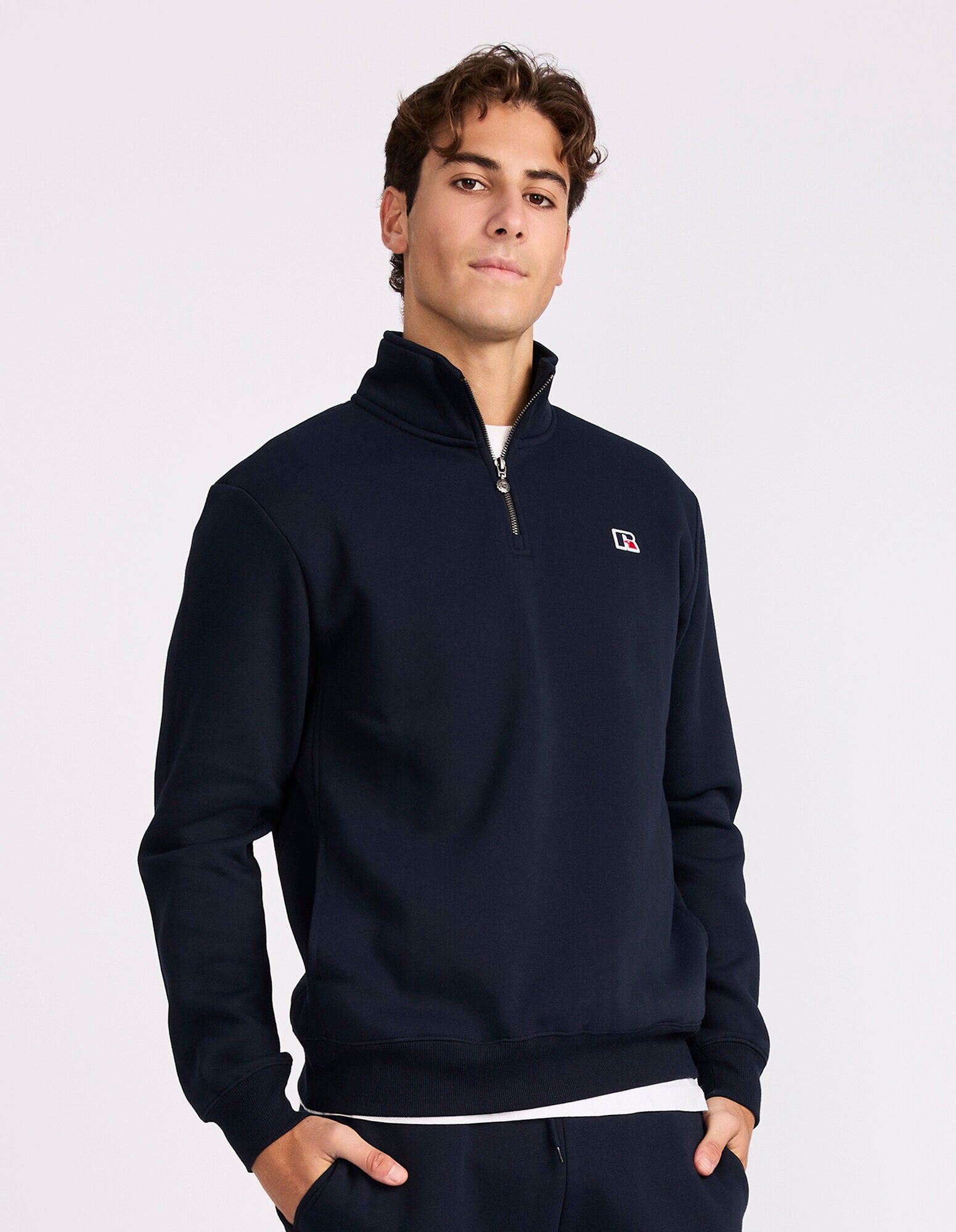 R Logo Men's Quarter Zip - Michigan Navy