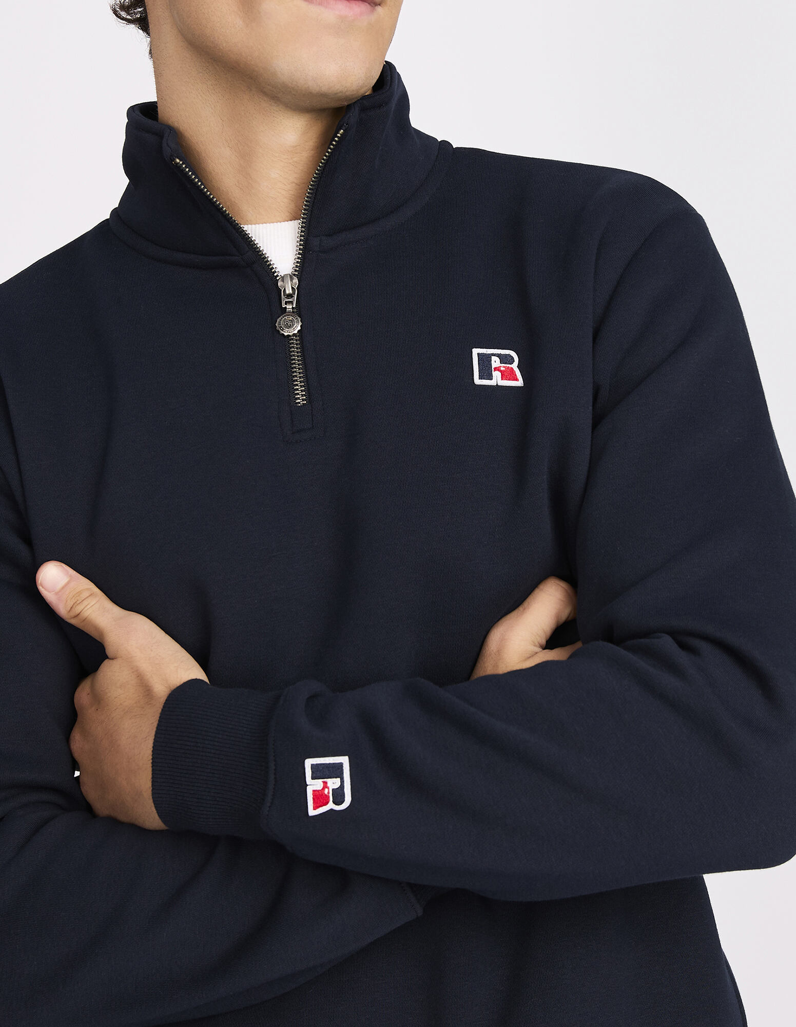 R Logo Men's Quarter Zip - Michigan Navy