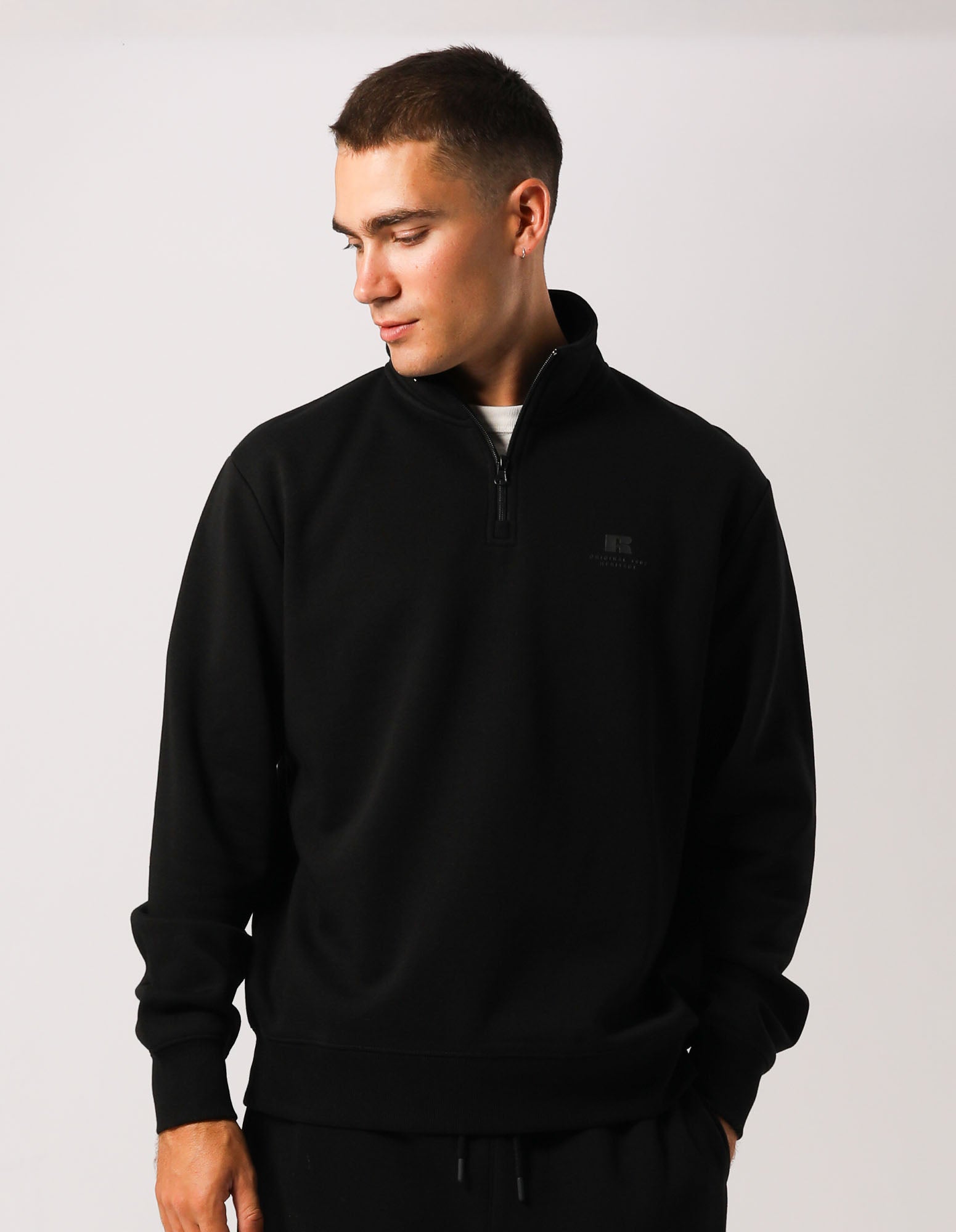 メンズウェア BRIEFING MENS W RUSSEL HIGH NECK Russell Athletic Men's Brooklyn Quarter Zip | Black