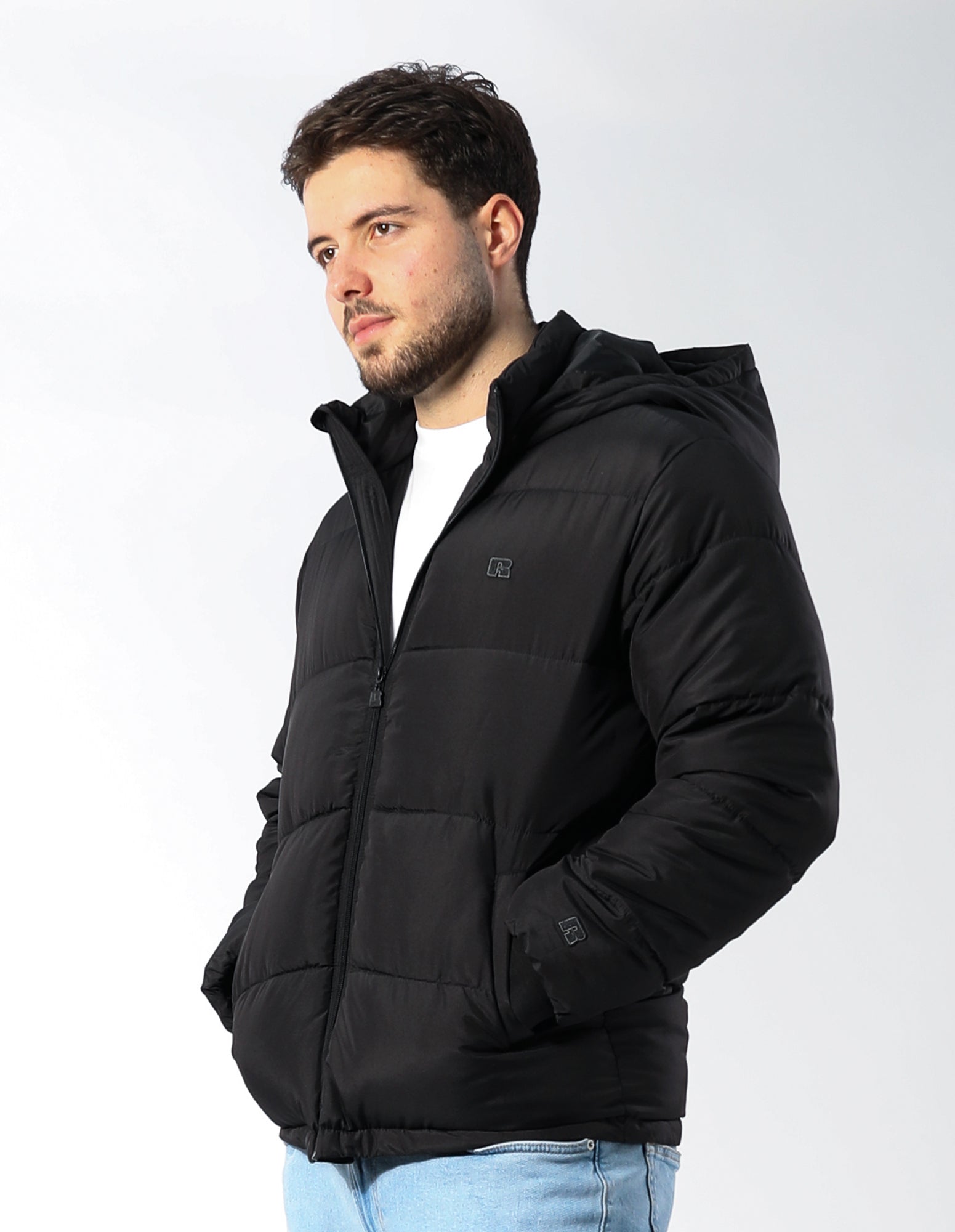 Russell Athletic Australia R Logo Puffer Jacket - Black True Since 1902