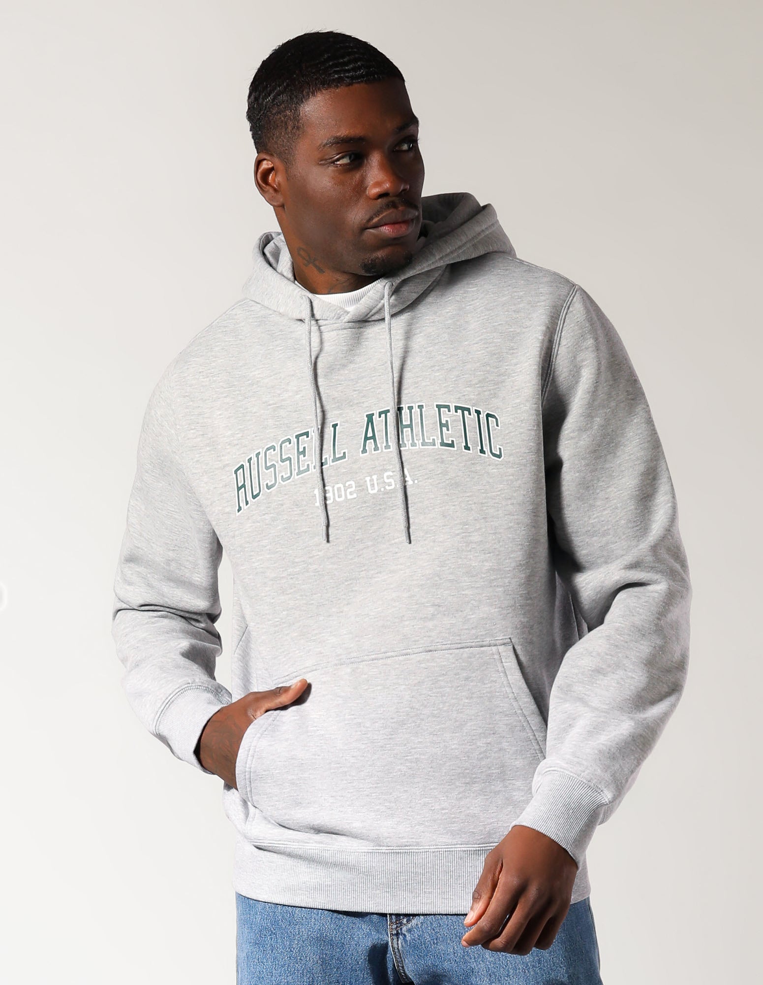 Men’s Big Arch 2 Tone Hoodie - Grey Marle