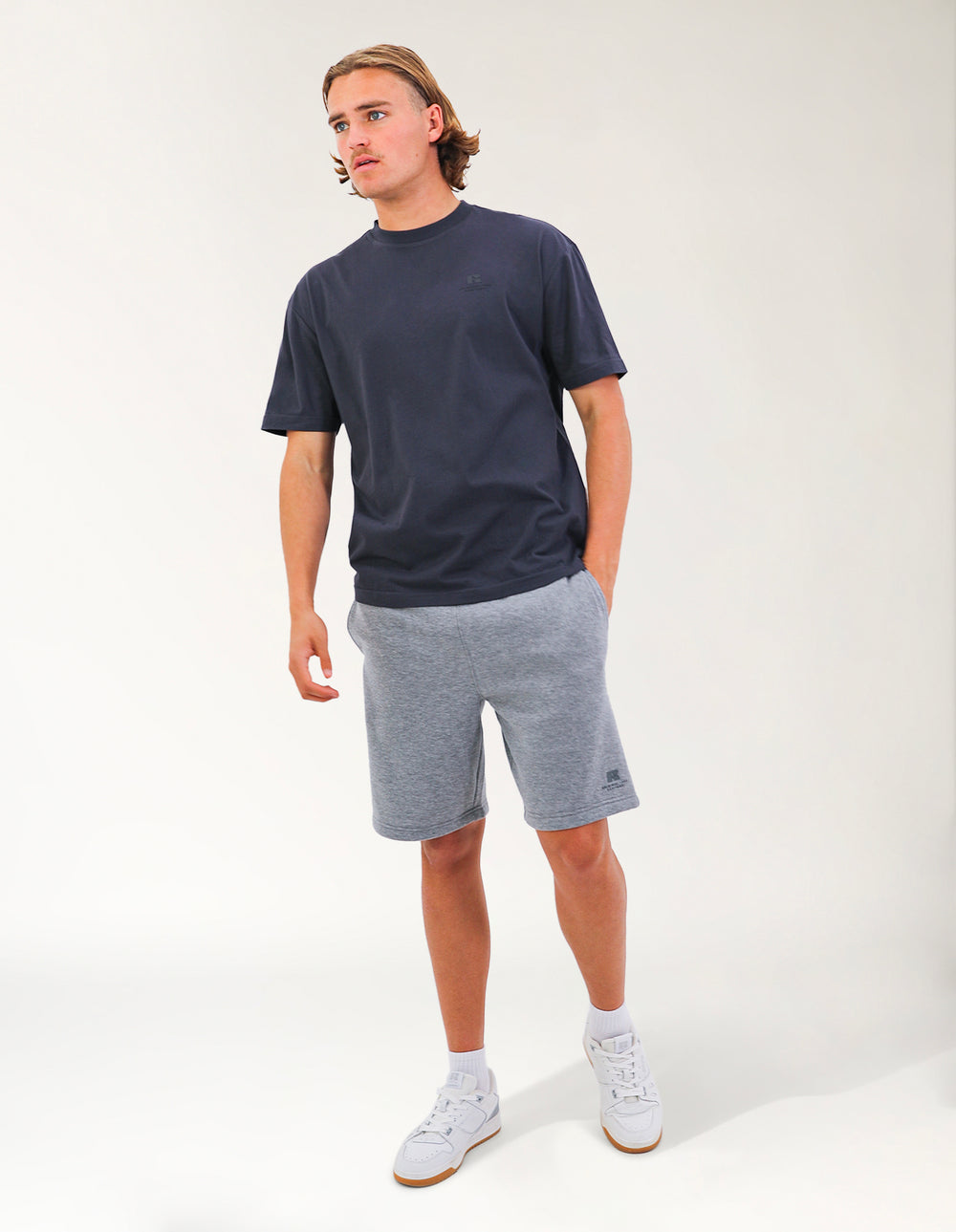 Brooklyn Loose Fit Mens Trackshort - Mid Grey Marle