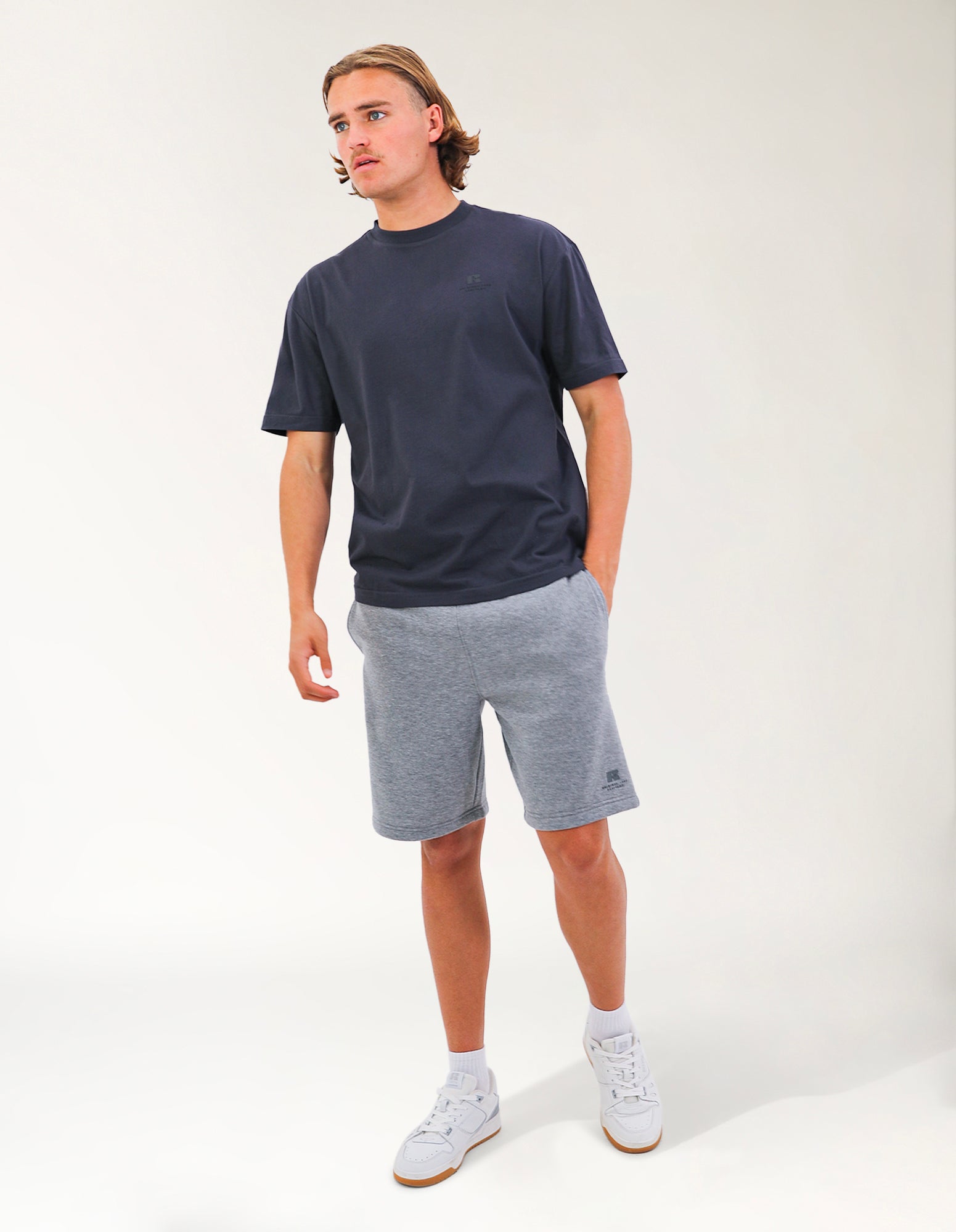 Brooklyn Loose Fit Mens Trackshort - Mid Grey Marle