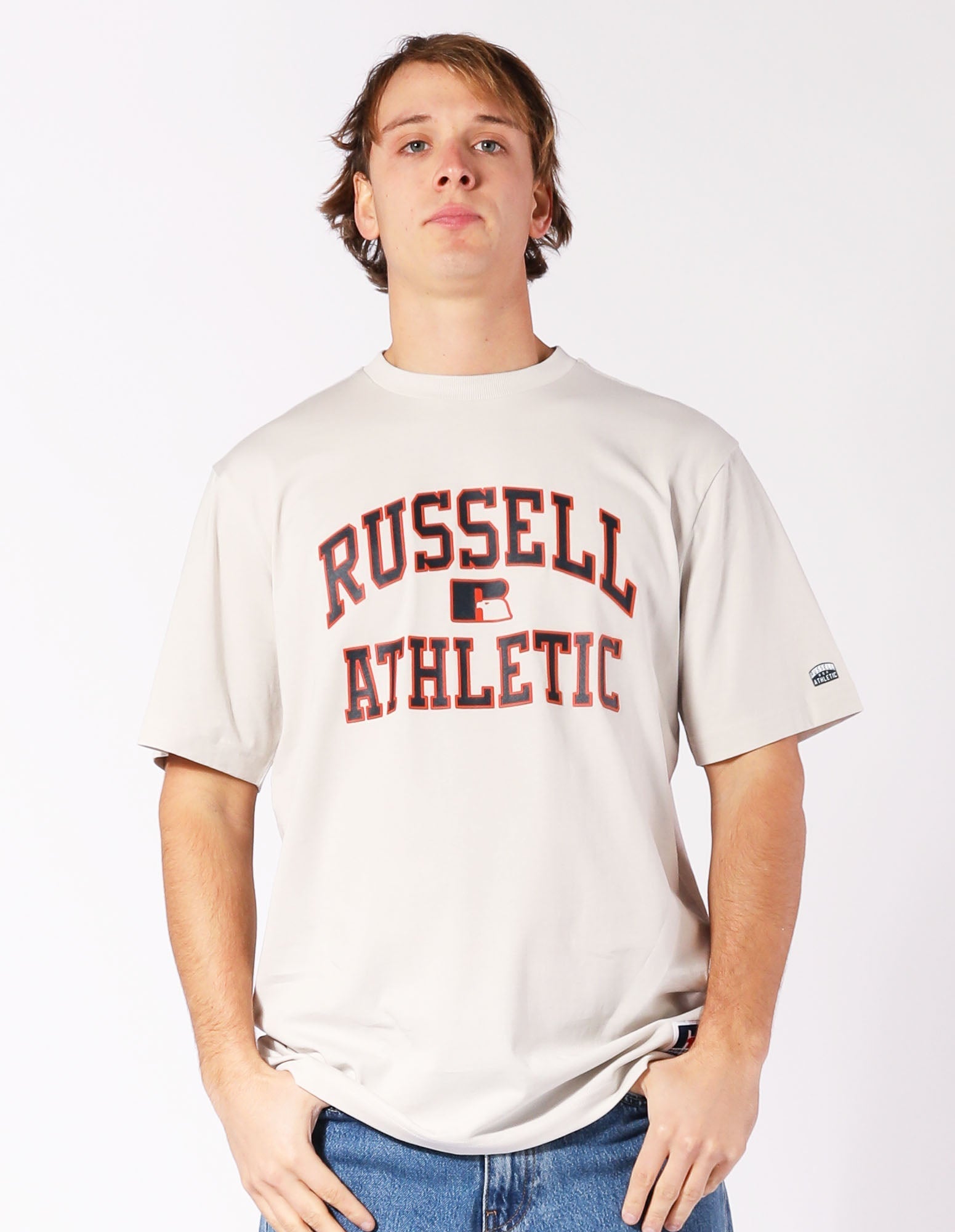 Russell Athletic Australia Eagle Arch Men's Tee - Stone True Since 1902