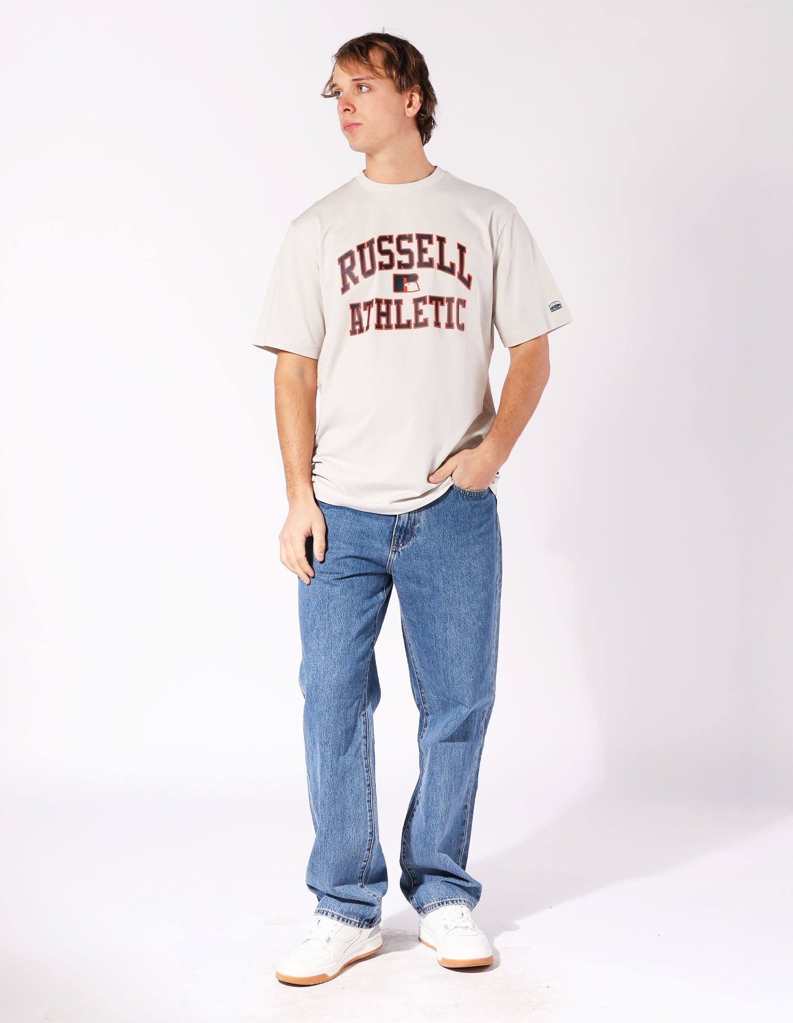 Russell Athletic Australia Eagle Arch Men's Tee - Stone True Since 1902