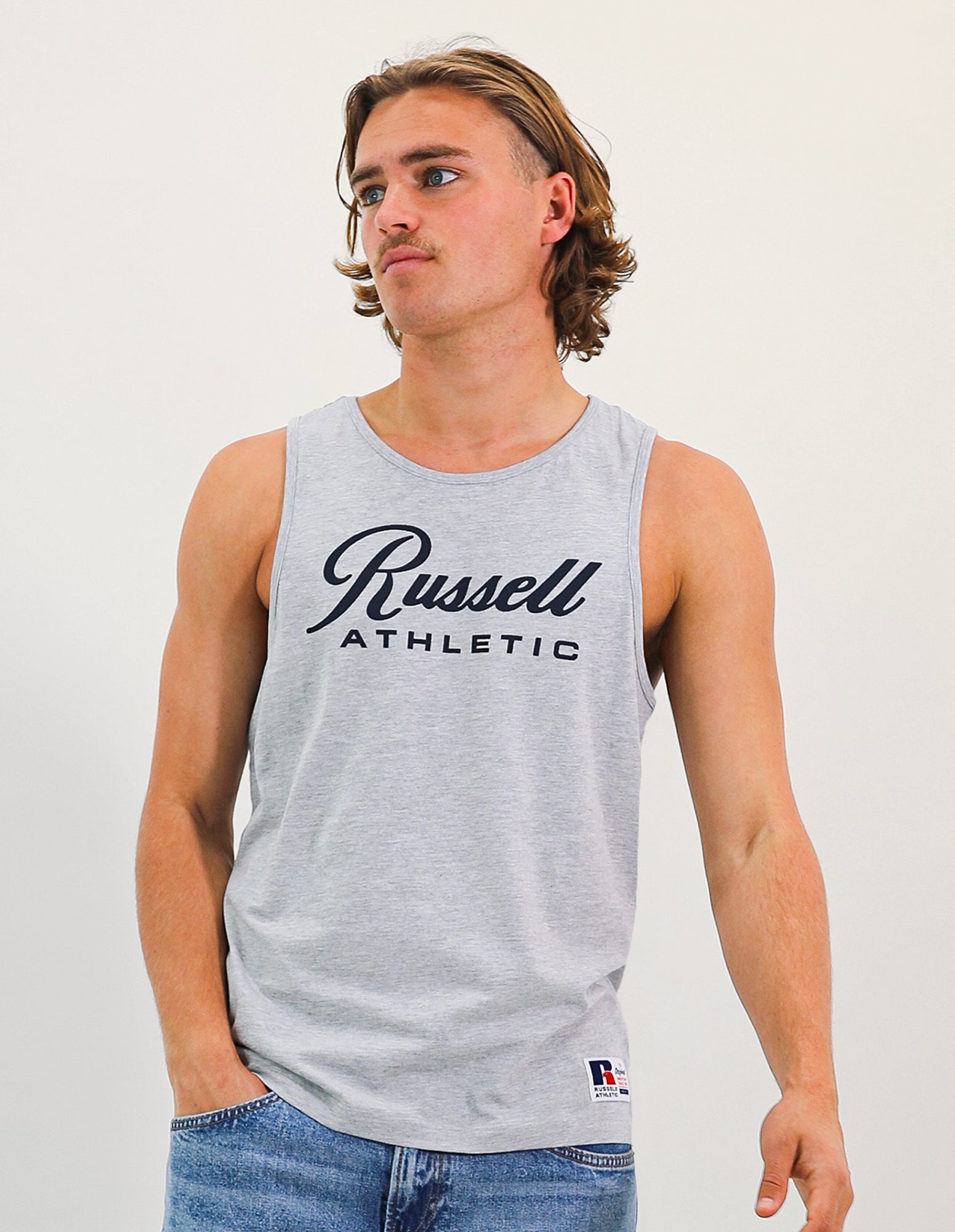 Men's Script Singlet - Light Marle