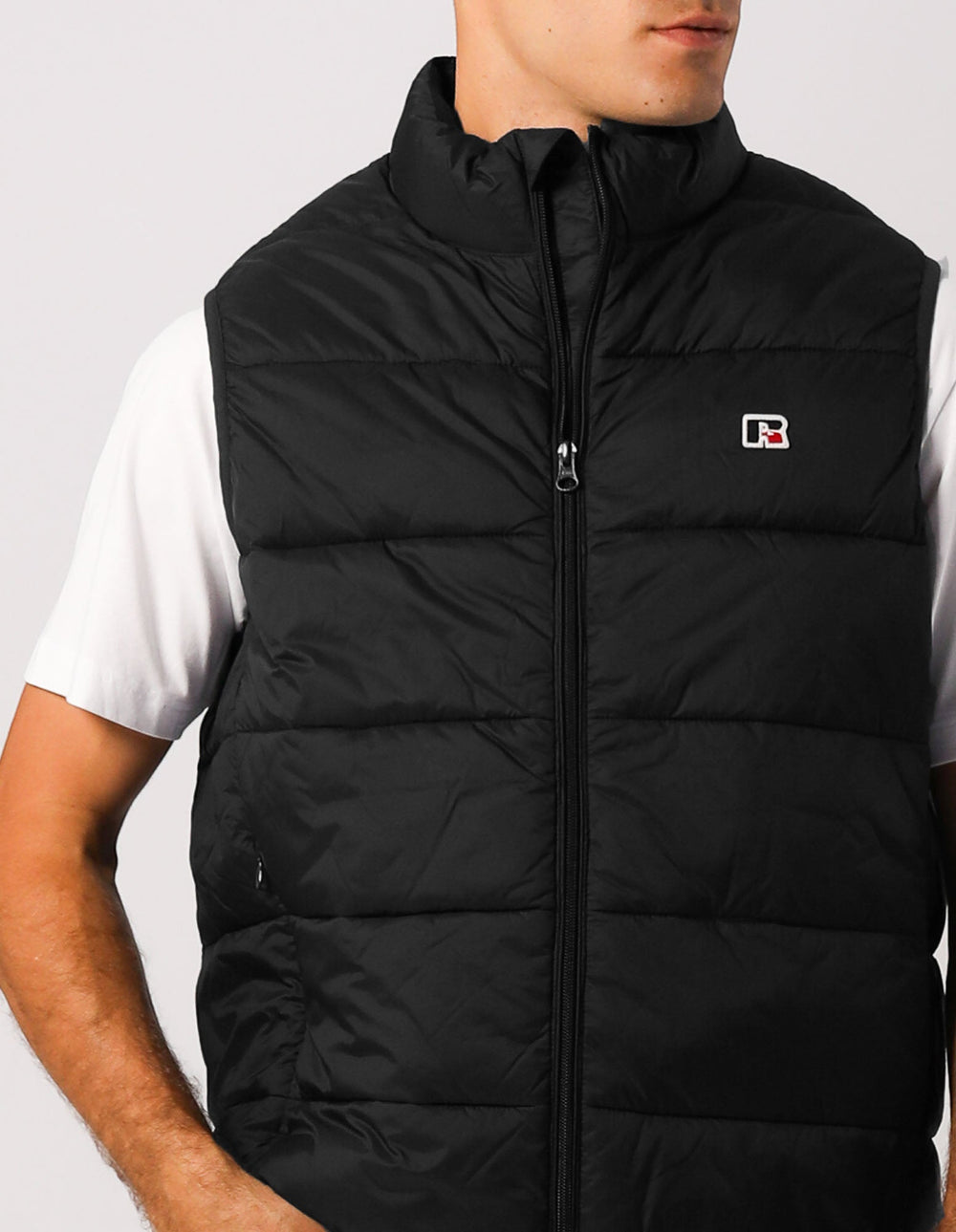 Russell Athletic Australia R Logo Lightweight Packable Puffer Vest - Black True Since 1902