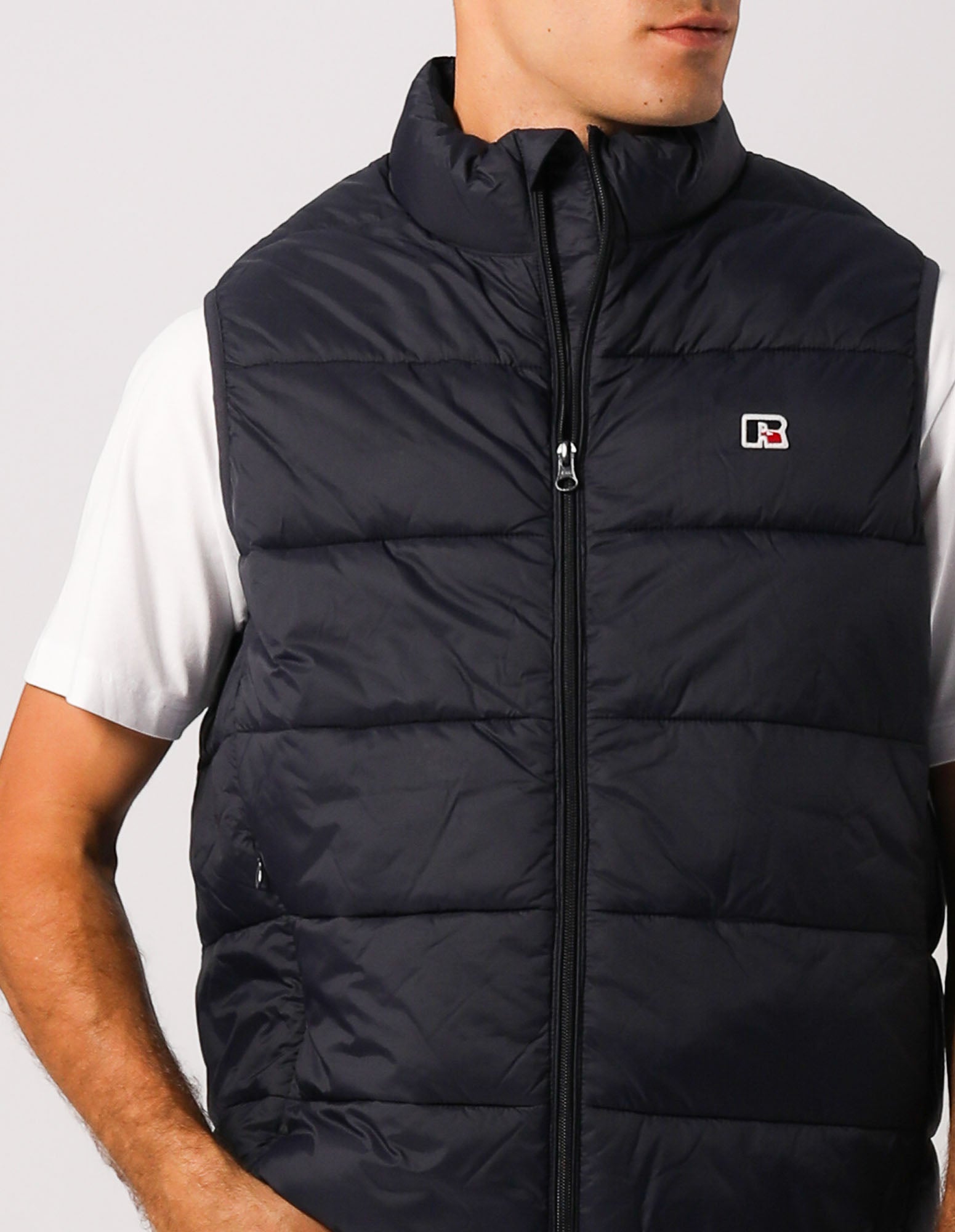 Russell Athletic Australia Unisex R Logo Lightweight Packable Puffer Vest - Michigan Navy True Since 1902