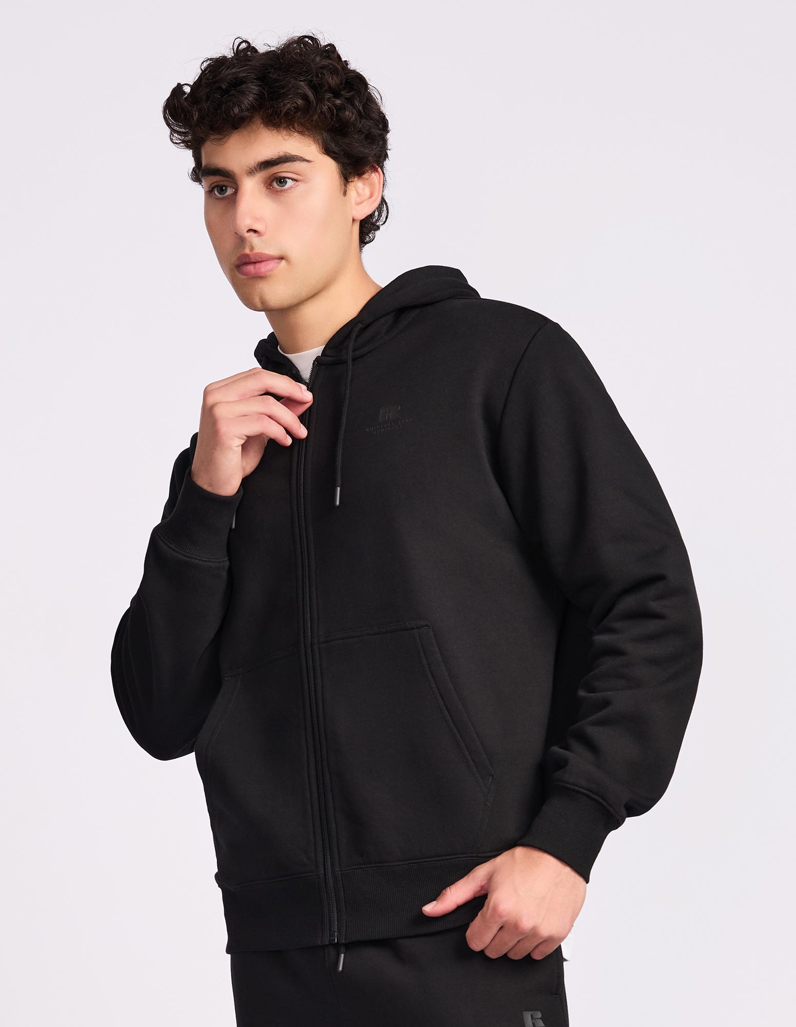 Brooklyn Men's Zip Through Hoodie - Black