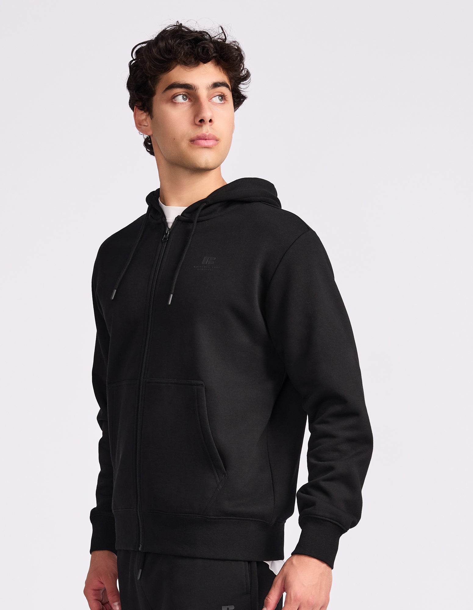 Brooklyn Men's Zip Through Hoodie - Black