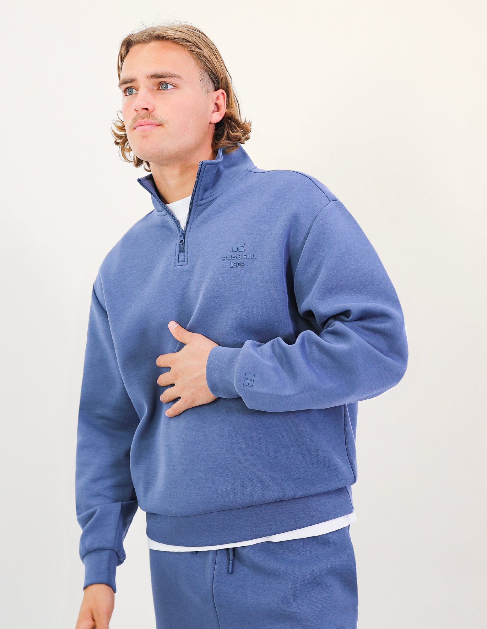 R Tech Leisure Men's Quarter Zip - Denim Blue