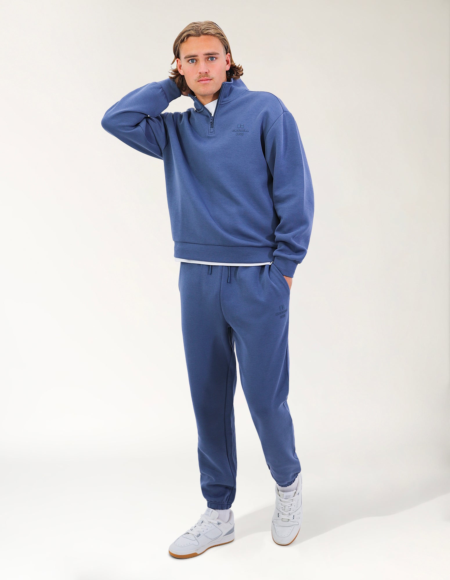 R Tech Leisure Men's Quarter Zip - Denim Blue