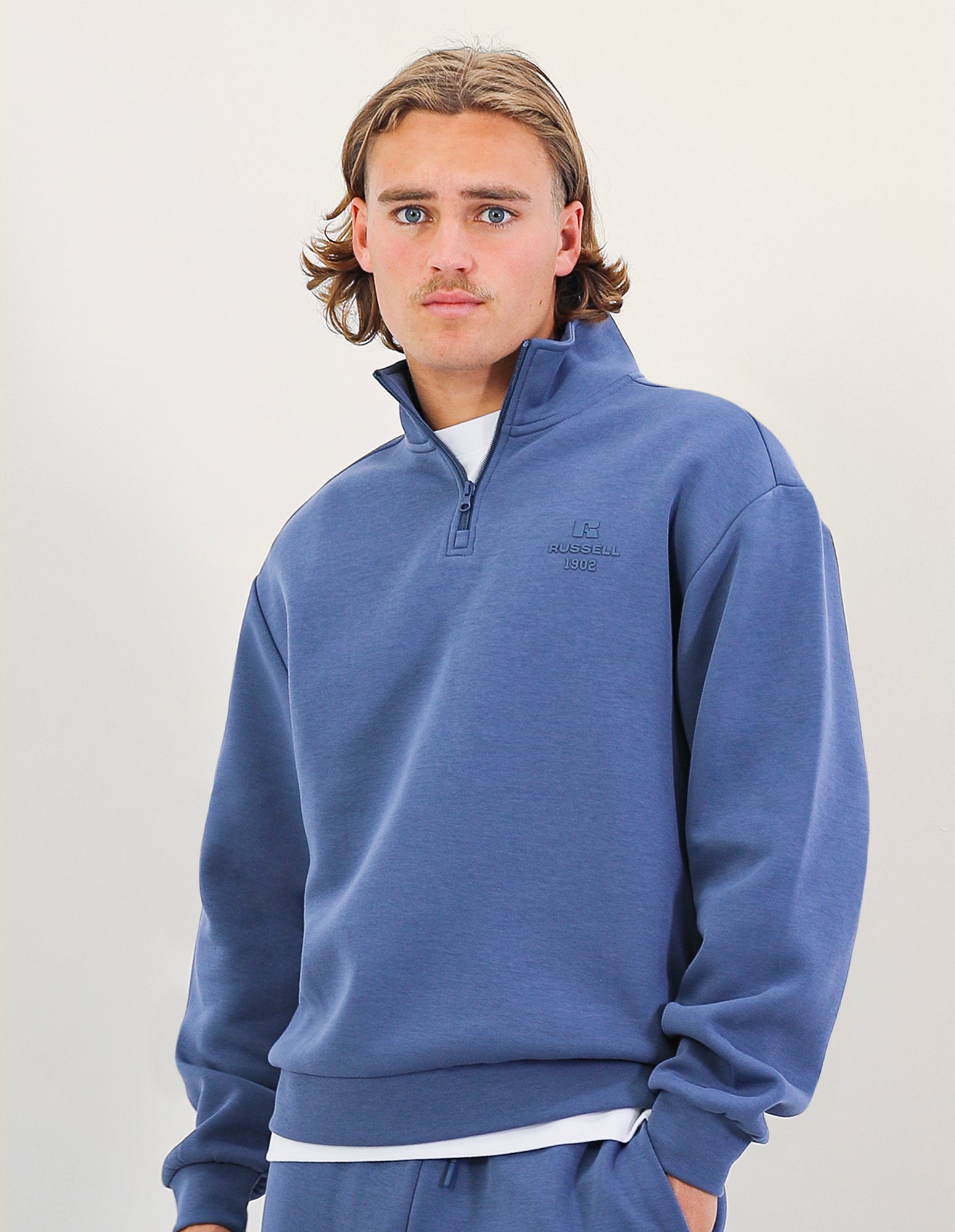 R Tech Leisure Men's Quarter Zip - Denim Blue