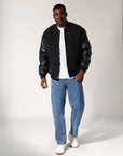 Men's R Logo Melton Varsity Jacket - Black