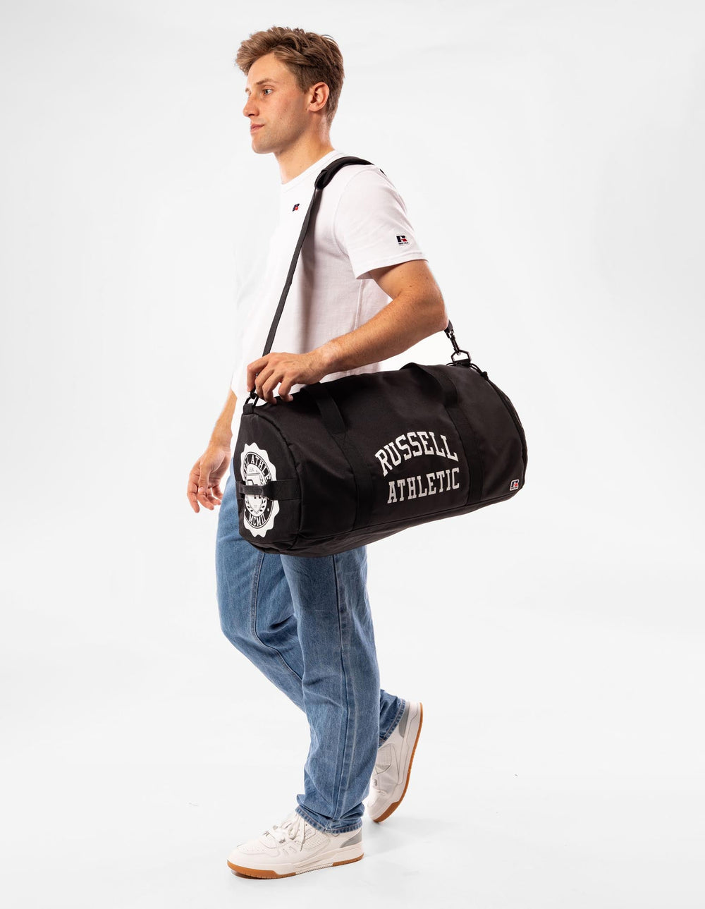 Russell Athletic Australia Arched Logo Barrel Bag - Black True Since 1902