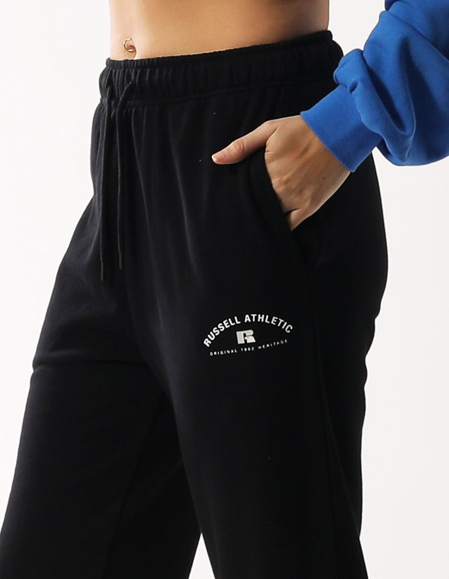 Russell Athletic Australia Women's Heritage Arch Baggy Track Pants - Black True Since 1902