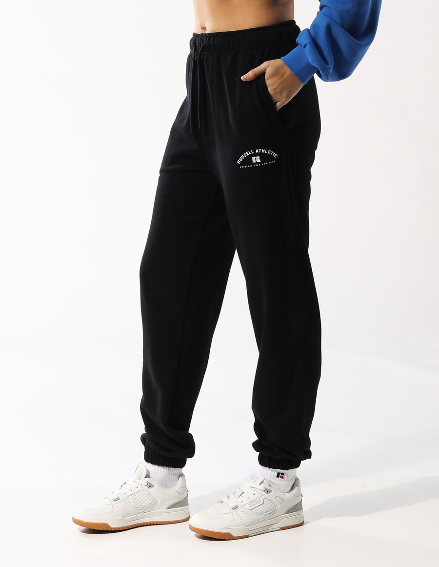 Russell Athletic Australia Women's Heritage Arch Baggy Track Pants - Black True Since 1902