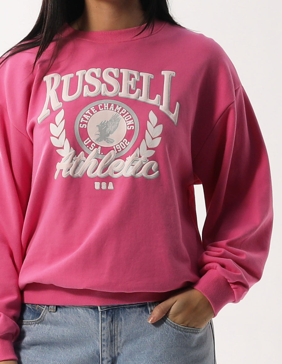 Russell Athletic Australia Women's Madison Crew - Pink Cosmos True Since 1902