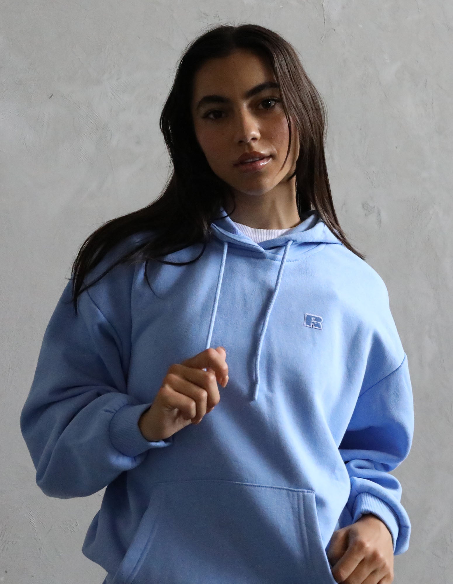 Russell Athletic Australia Womens R Logo Hoodie - Clear Blue Sky True Since 1902