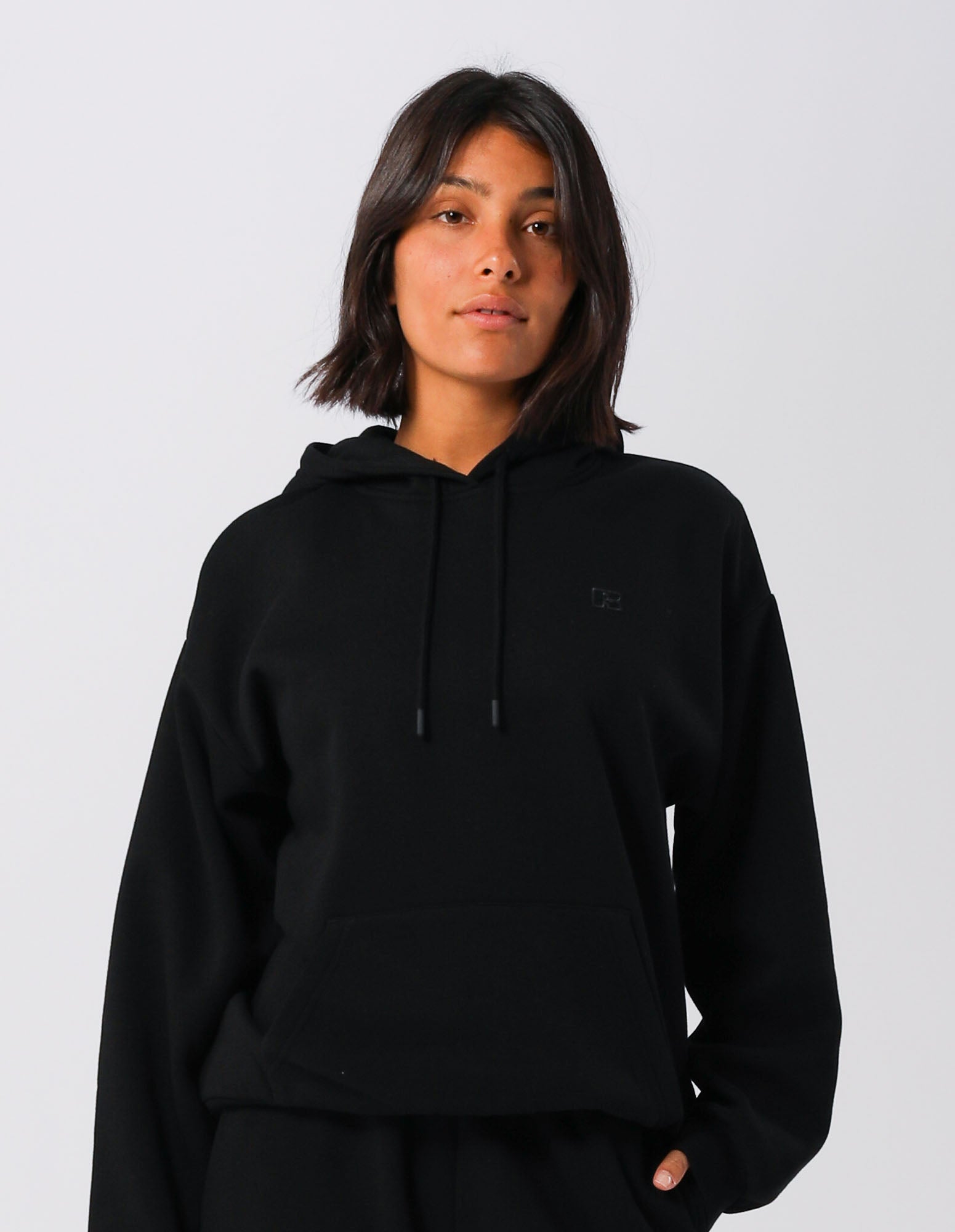 Russell Athletic Australia Womens R Logo Hoodie - Black True Since 1902