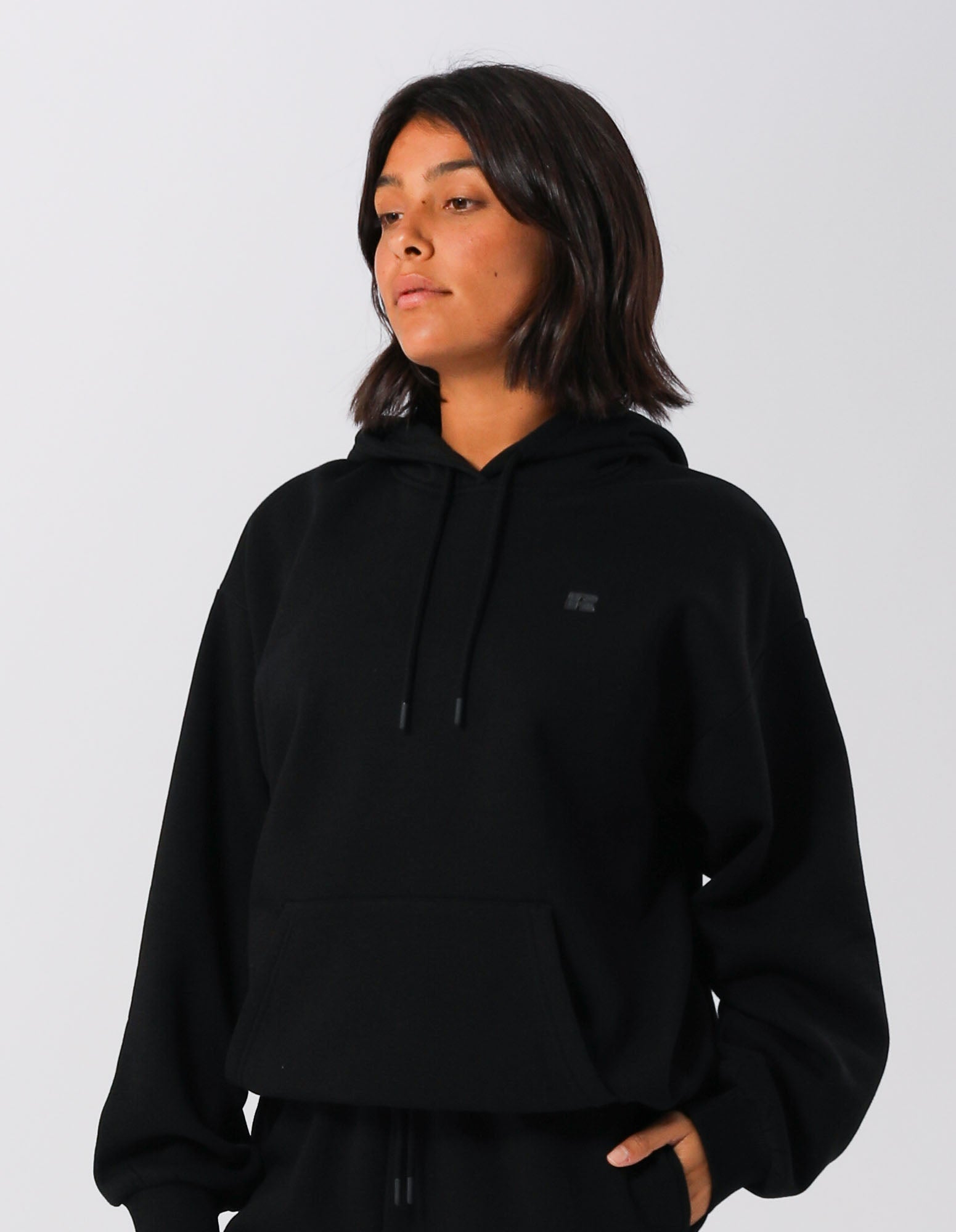 Russell Athletic Australia Womens R Logo Hoodie - Black True Since 1902