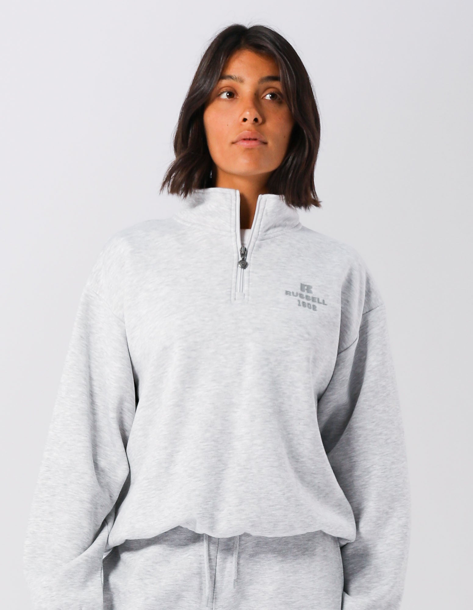 Russell Athletic Australia Womens 1902 Trio Quarter Zip - Light Marle True Since 1902