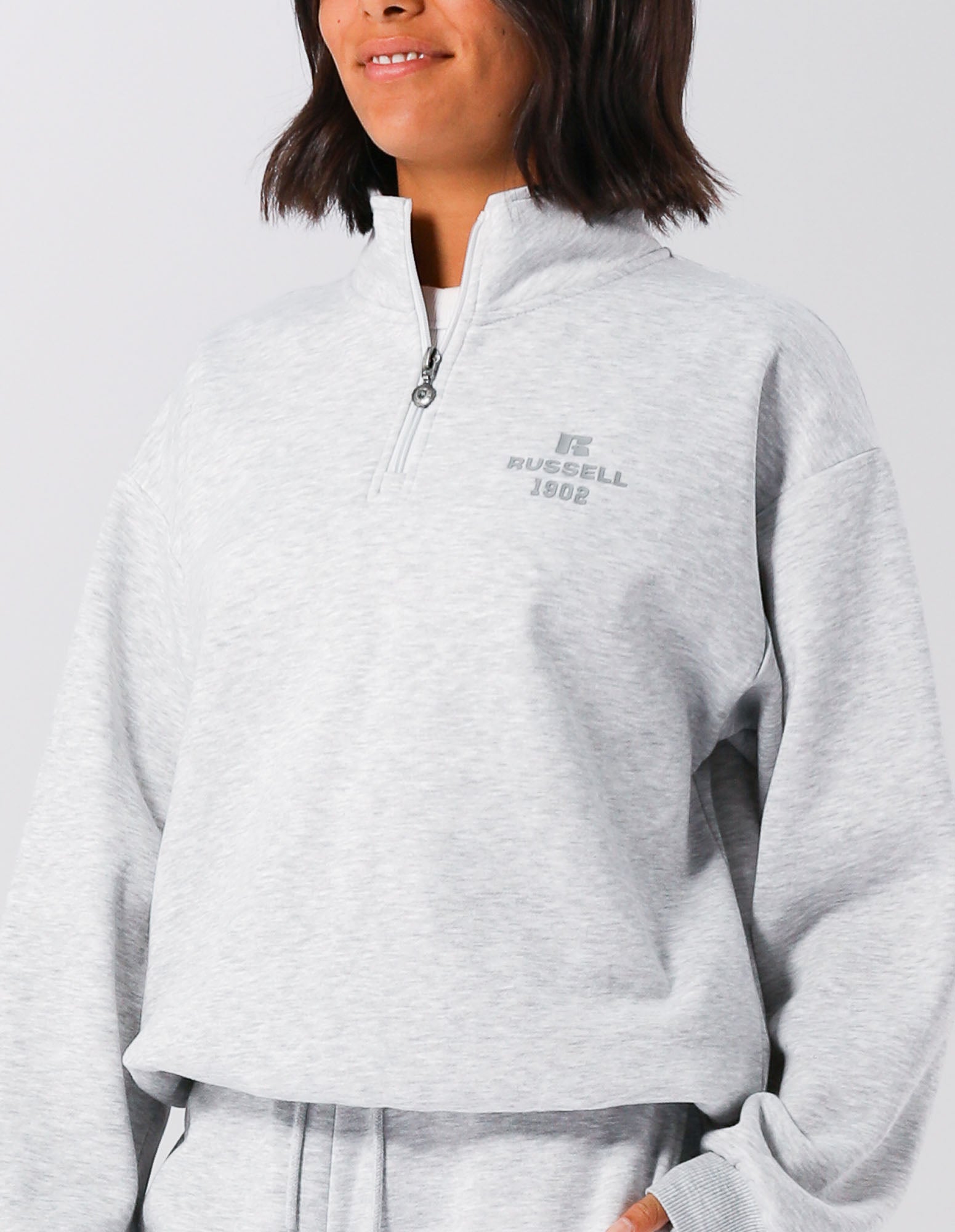 Russell Athletic Australia Womens 1902 Trio Quarter Zip - Light Marle True Since 1902
