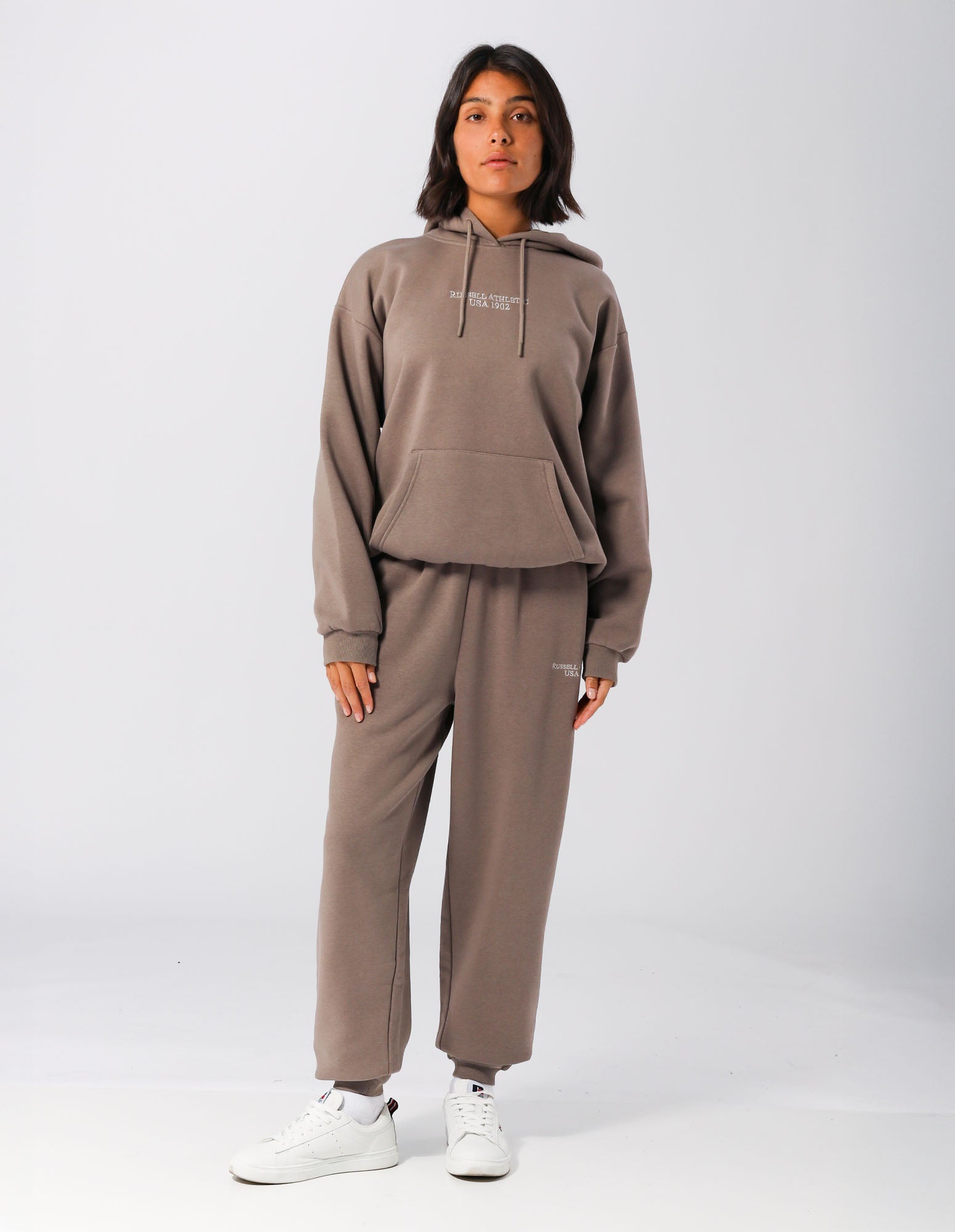Russell Athletic Australia Womens USA 1902 Hoodie - Mocha True Since 1902