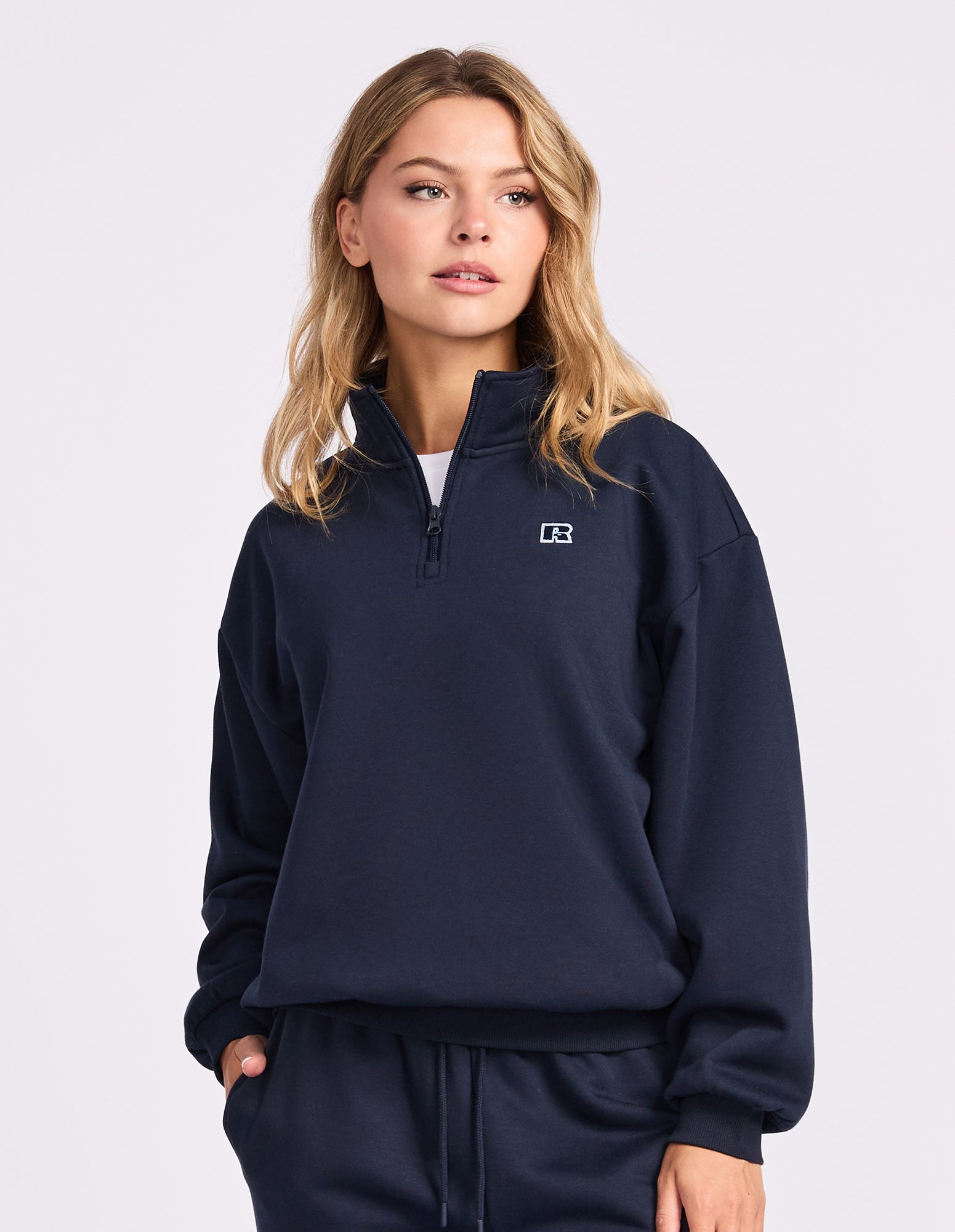 Womens R Logo Quarter Zip - Michigan Navy