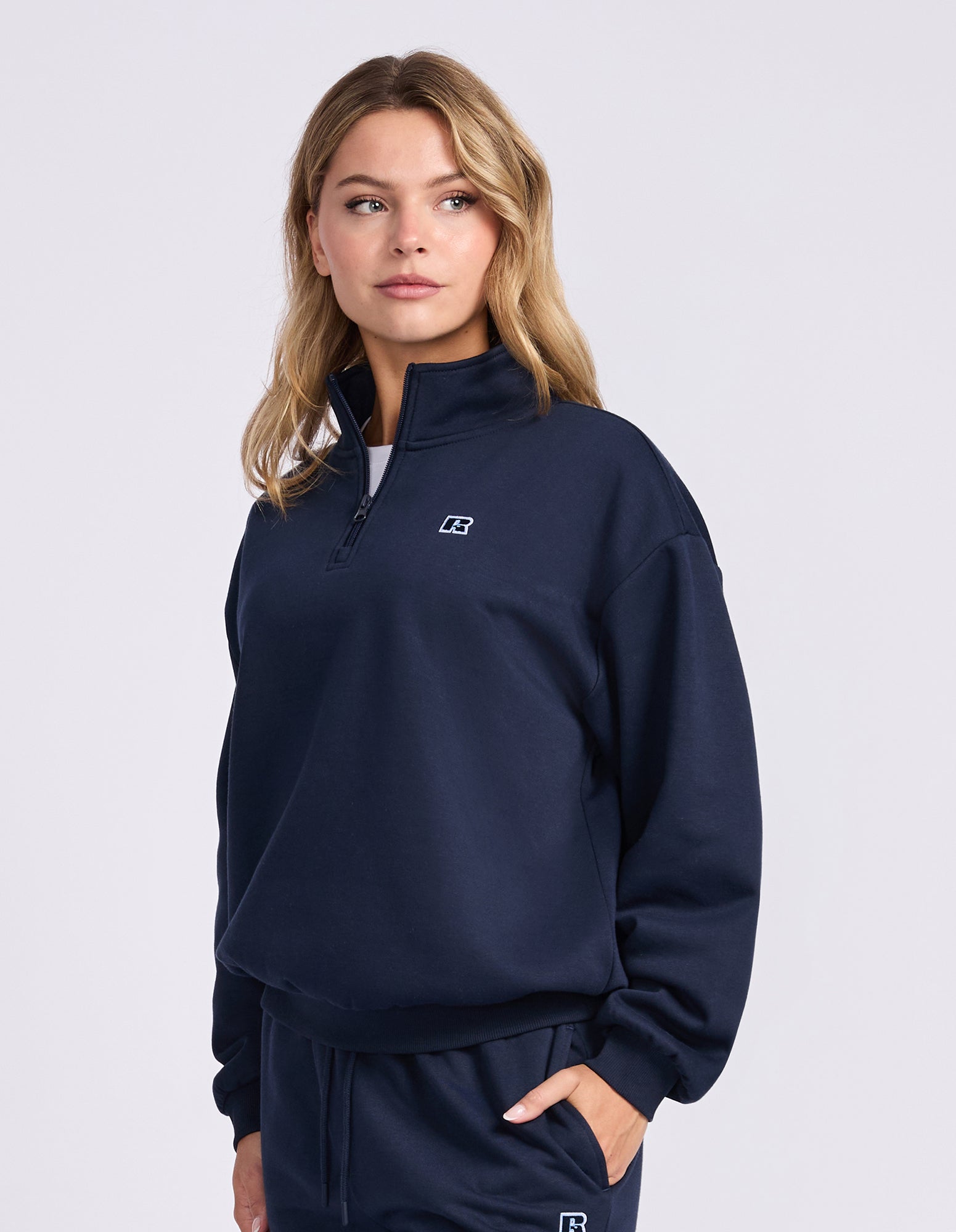 Womens R Logo Quarter Zip - Michigan Navy
