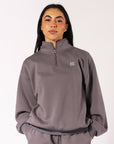 Russell Athletic Australia Women's R Logo Quarter Zip Fleece Top - Shark True Since 1902