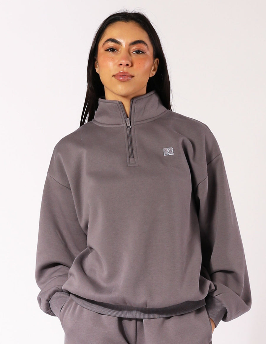 Russell Athletic Australia Women's R Logo Quarter Zip Fleece Top - Shark True Since 1902