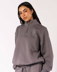 Russell Athletic Australia Women's R Logo Quarter Zip Fleece Top - Shark True Since 1902