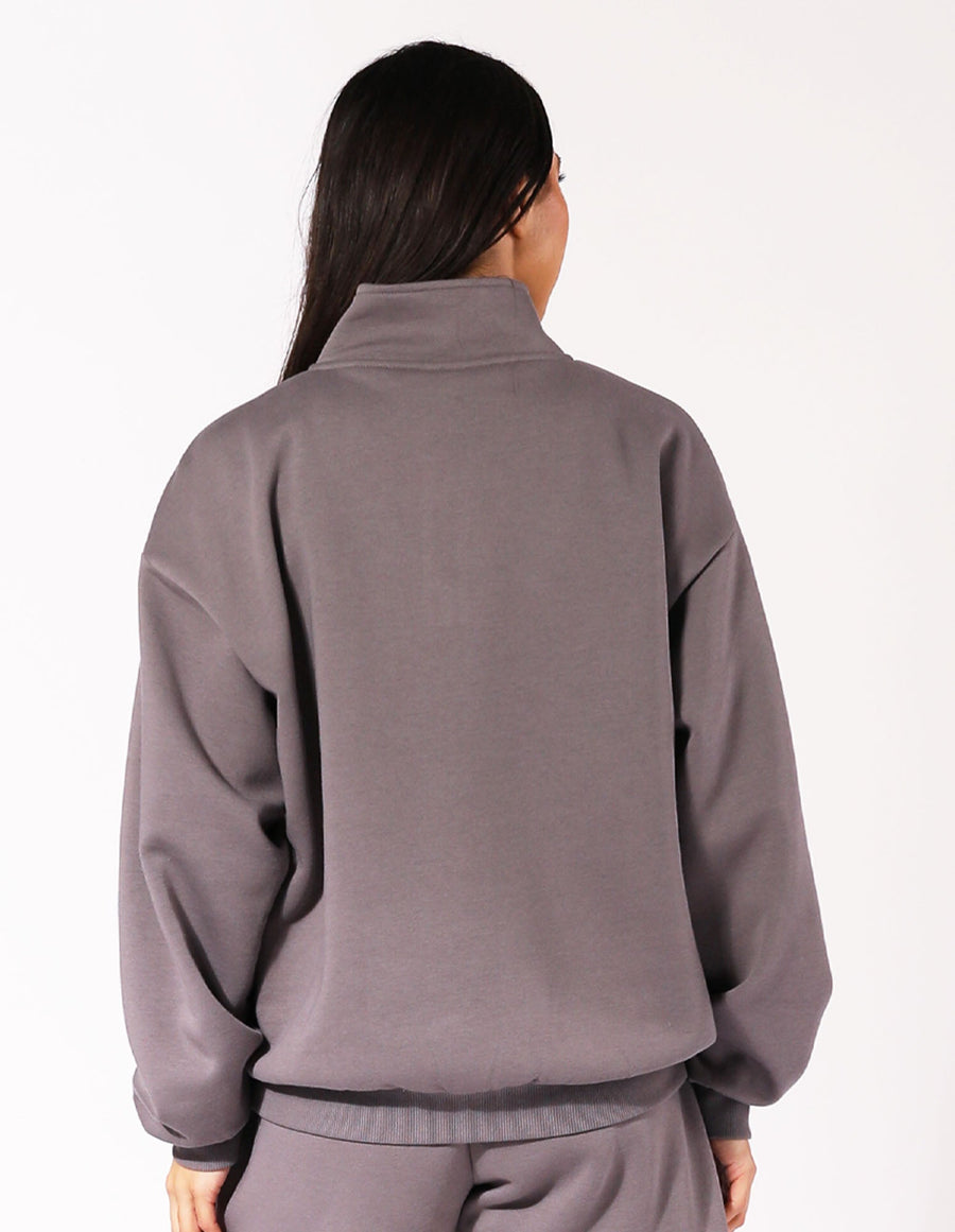 Russell Athletic Australia Women's R Logo Quarter Zip Fleece Top - Shark True Since 1902