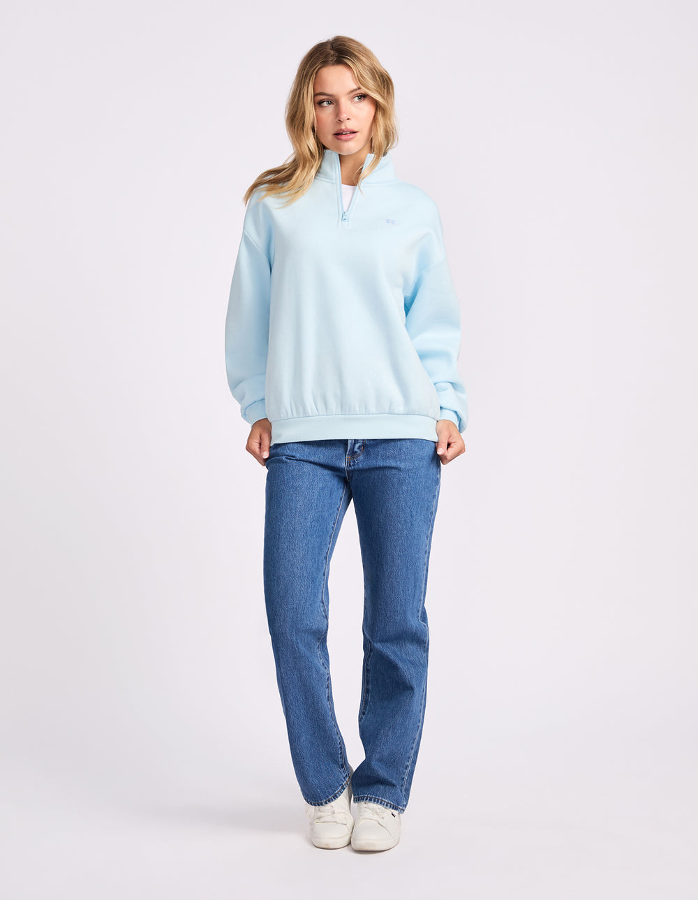 R Logo Women's Quarter Zip - Blue Breeze