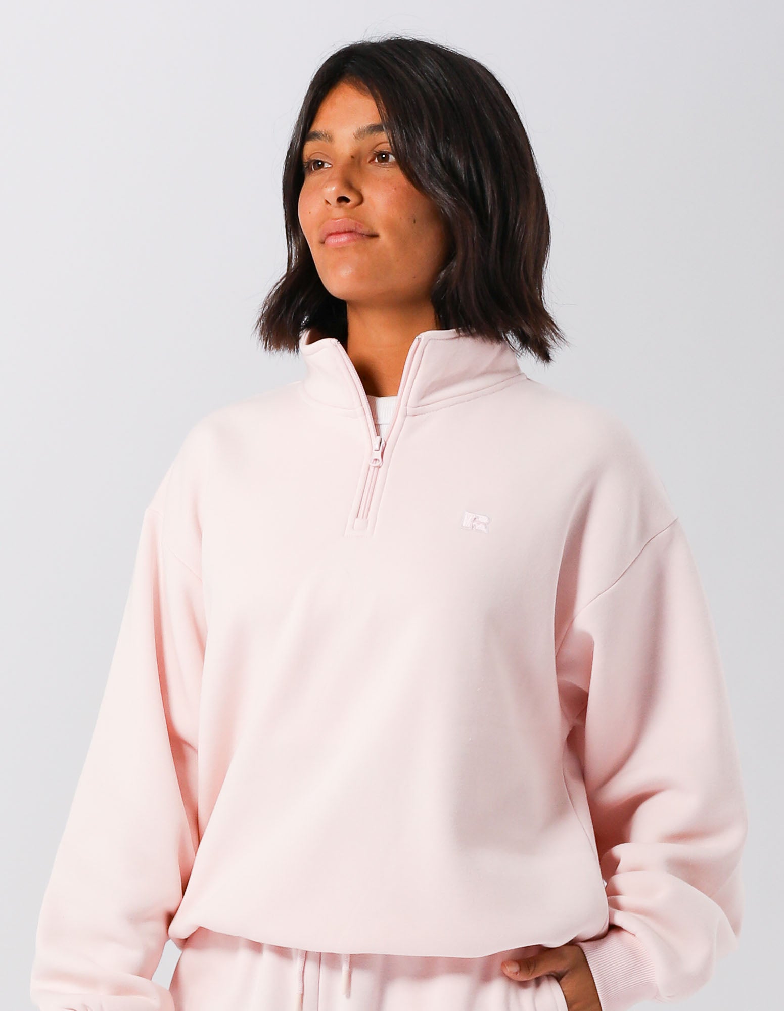Russell Athletic Australia Womens R Logo 1/4 Zip - Pale Lilac Pink True Since 1902