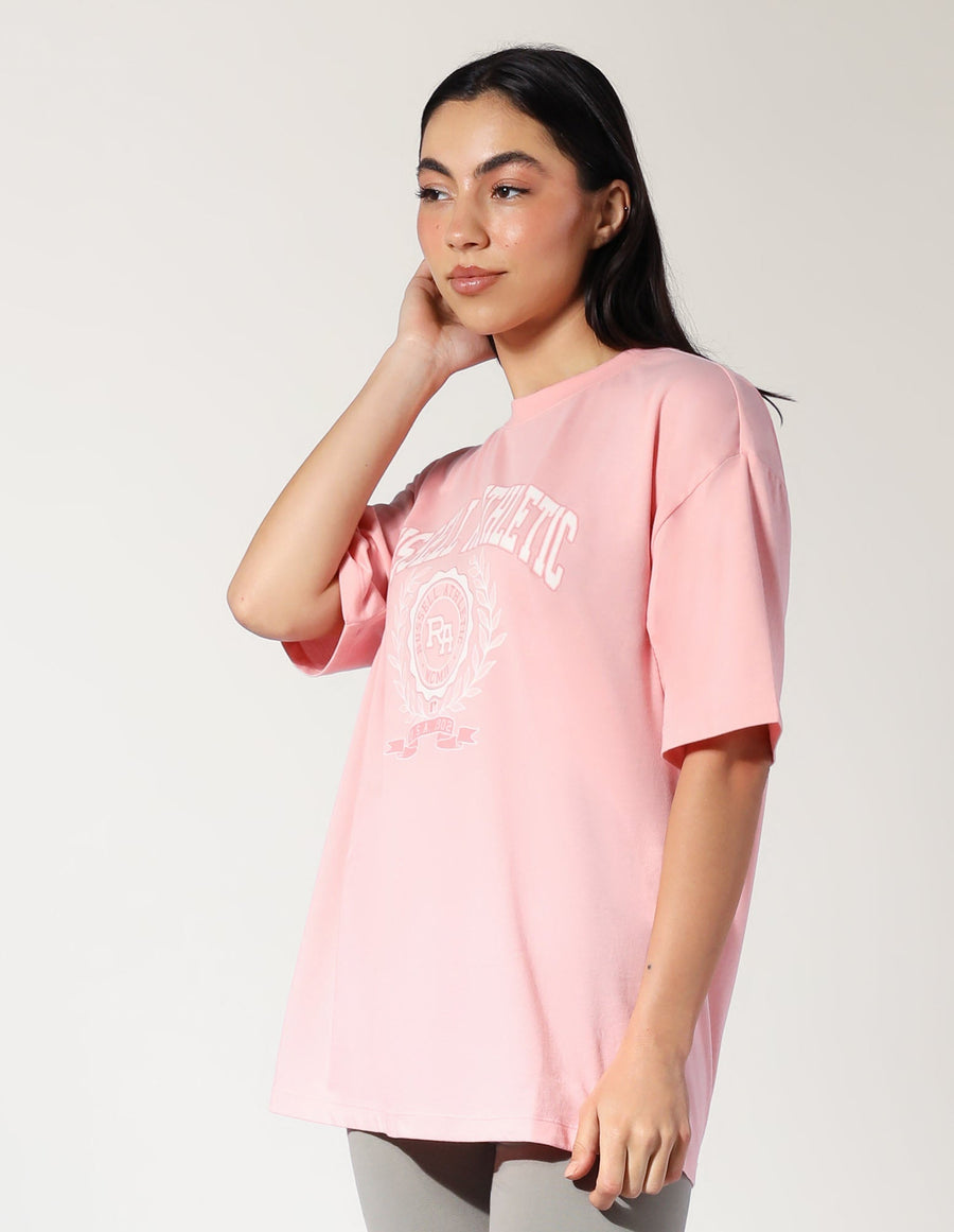 Women's Varsity Oversized Tee - Quartz pink