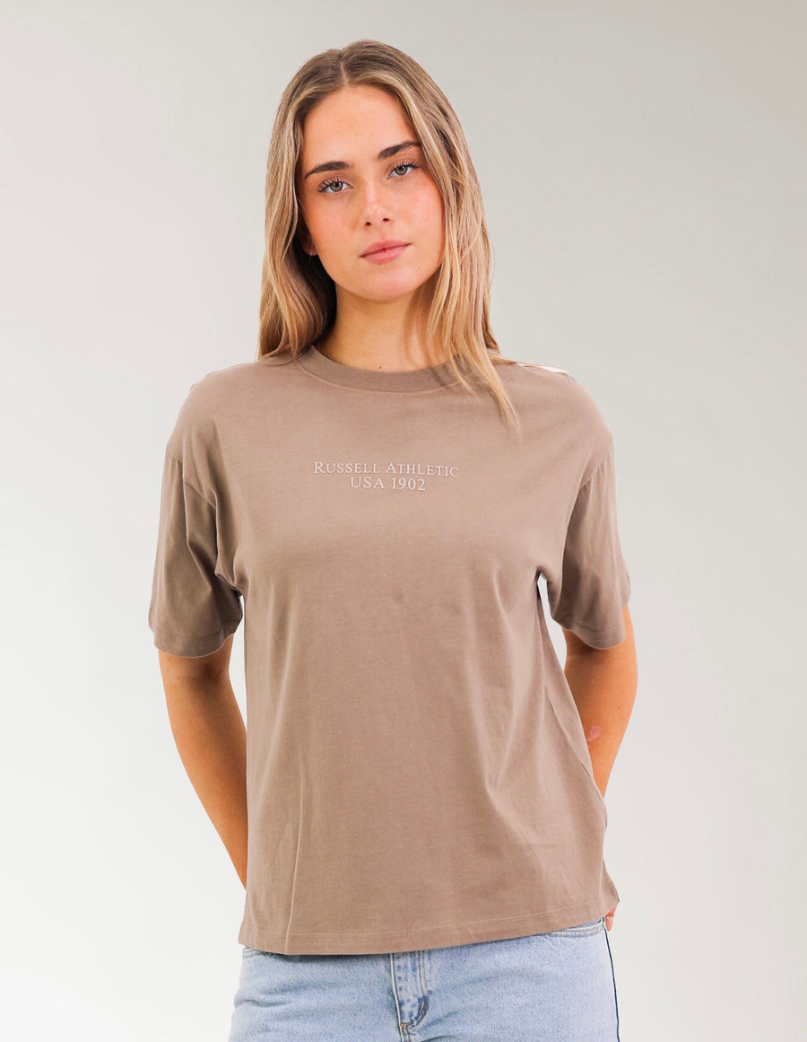 Russell Athletic Australia USA 1902 Women's T-Shirt - Mocha Brown True Since 1902