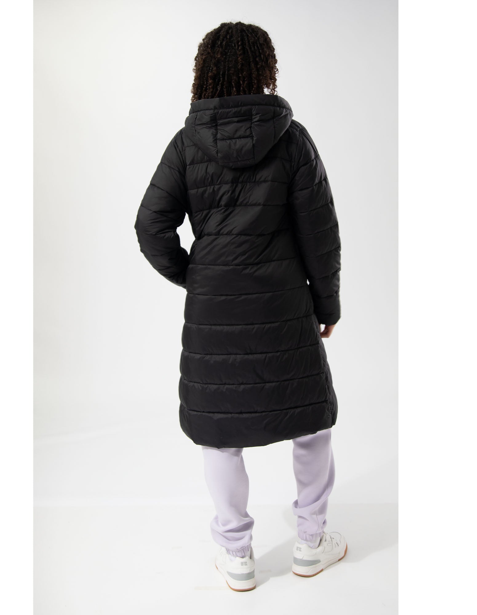 Womens Longline  Black Puffer Jacket